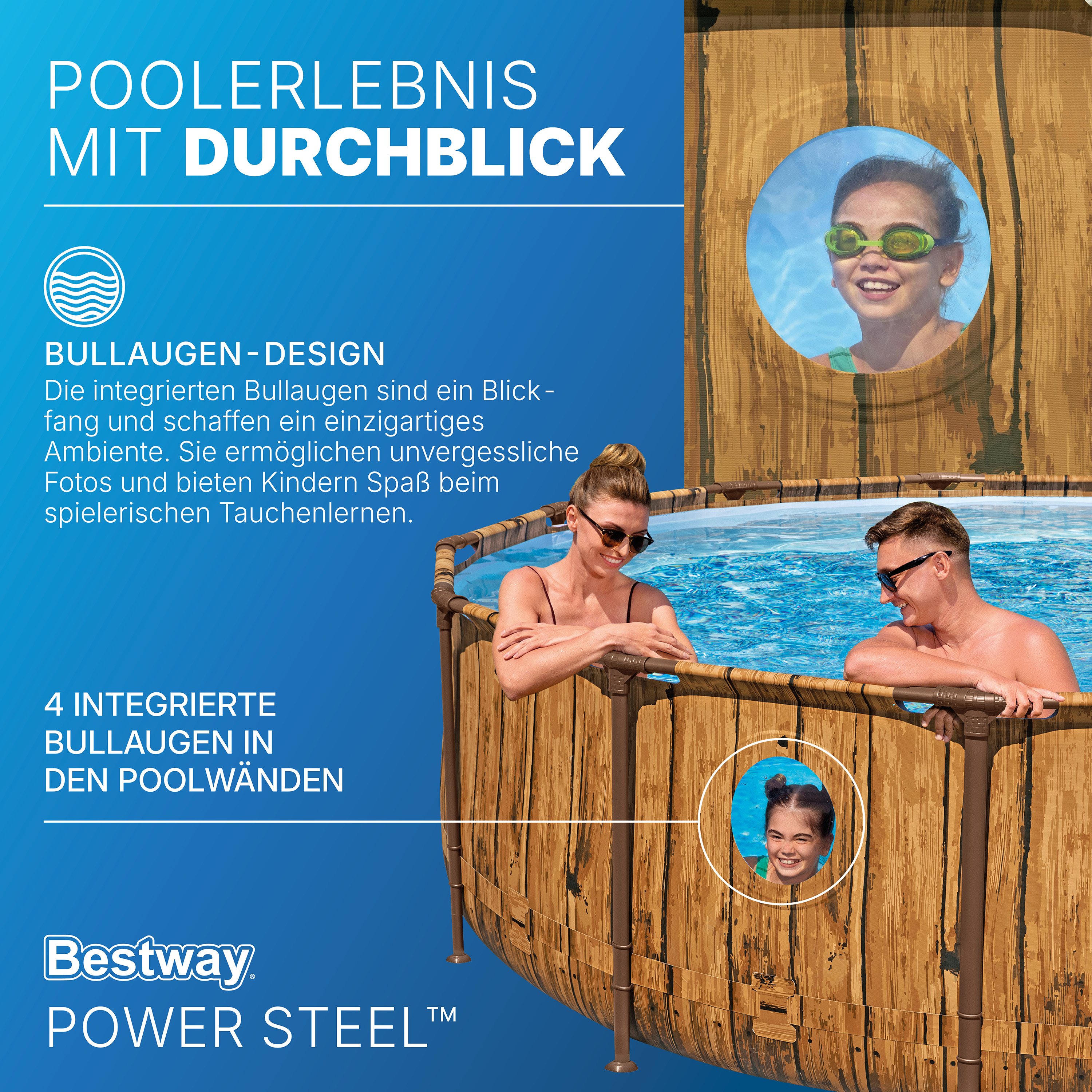 Power Steel™ Swim Vista Series™ Solo Pool ohne Zubehör Ø 549 x 122 cm, Holz-Optik (Pinie), rund