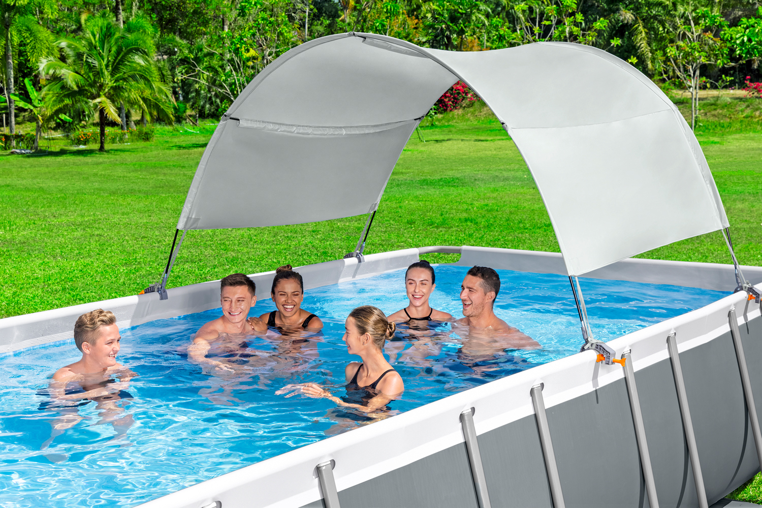 Sonnenschutzdach für eckige und ovale Pools