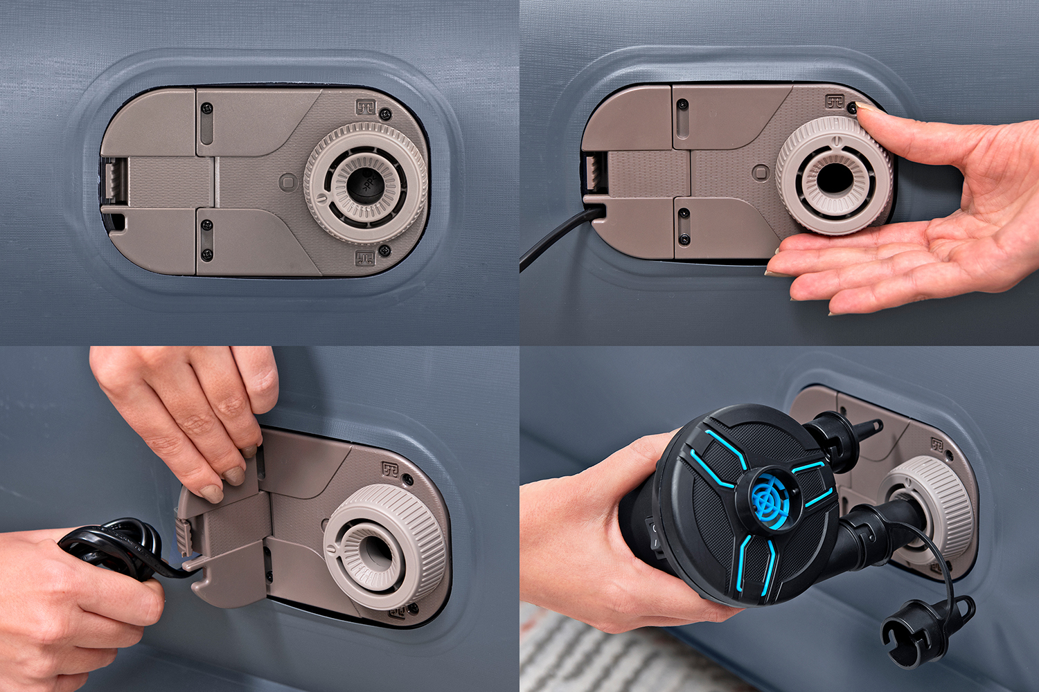 TriTech® Doppelluftbett mit integrierter Elektropumpe & Kopfteil LoungeLux™ 229 x 152 x 84 cm