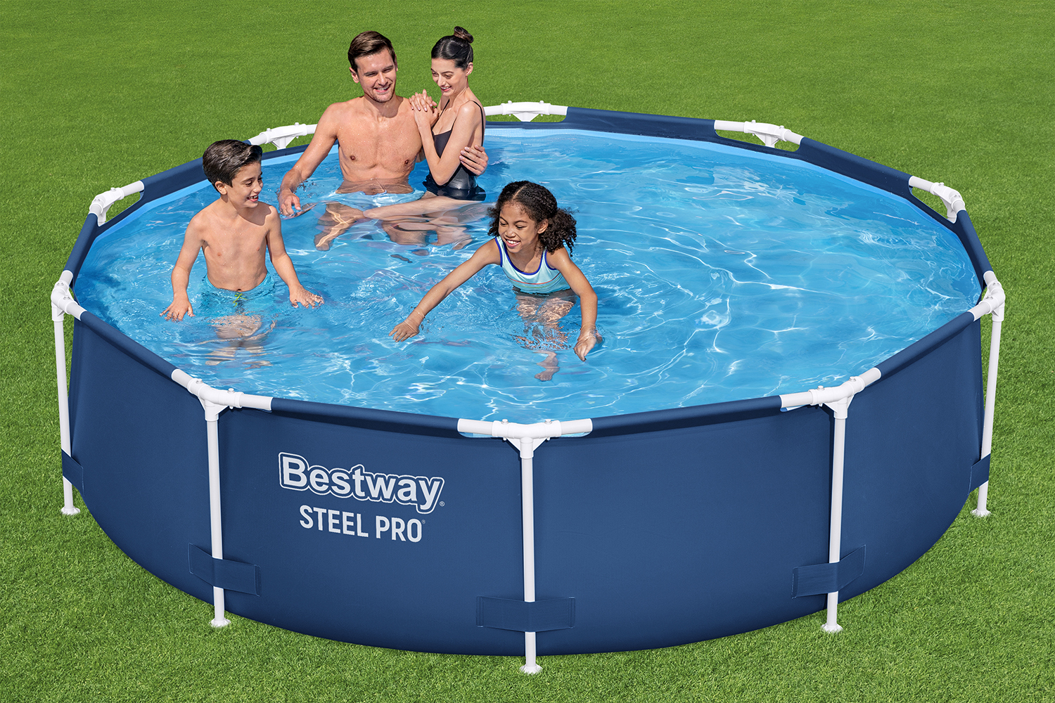 Steel Pro™ Frame Pool Set mit Filterpumpe Ø 305 x 76 cm, dunkelblau, rund