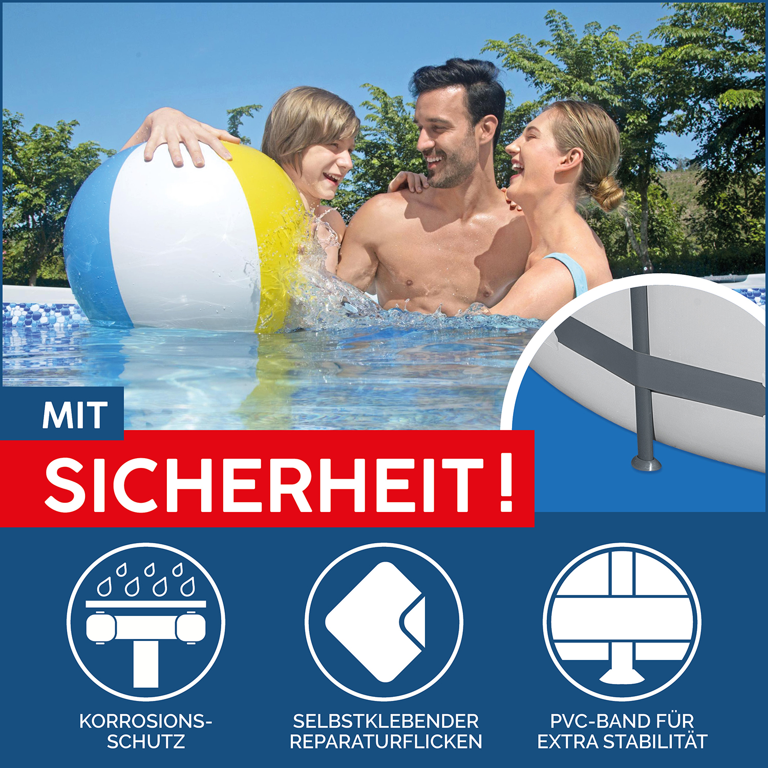 Steel Pro MAX™ Solo Pool ohne Zubehör Ø 457 x 122 cm, lichtgrau, rund 