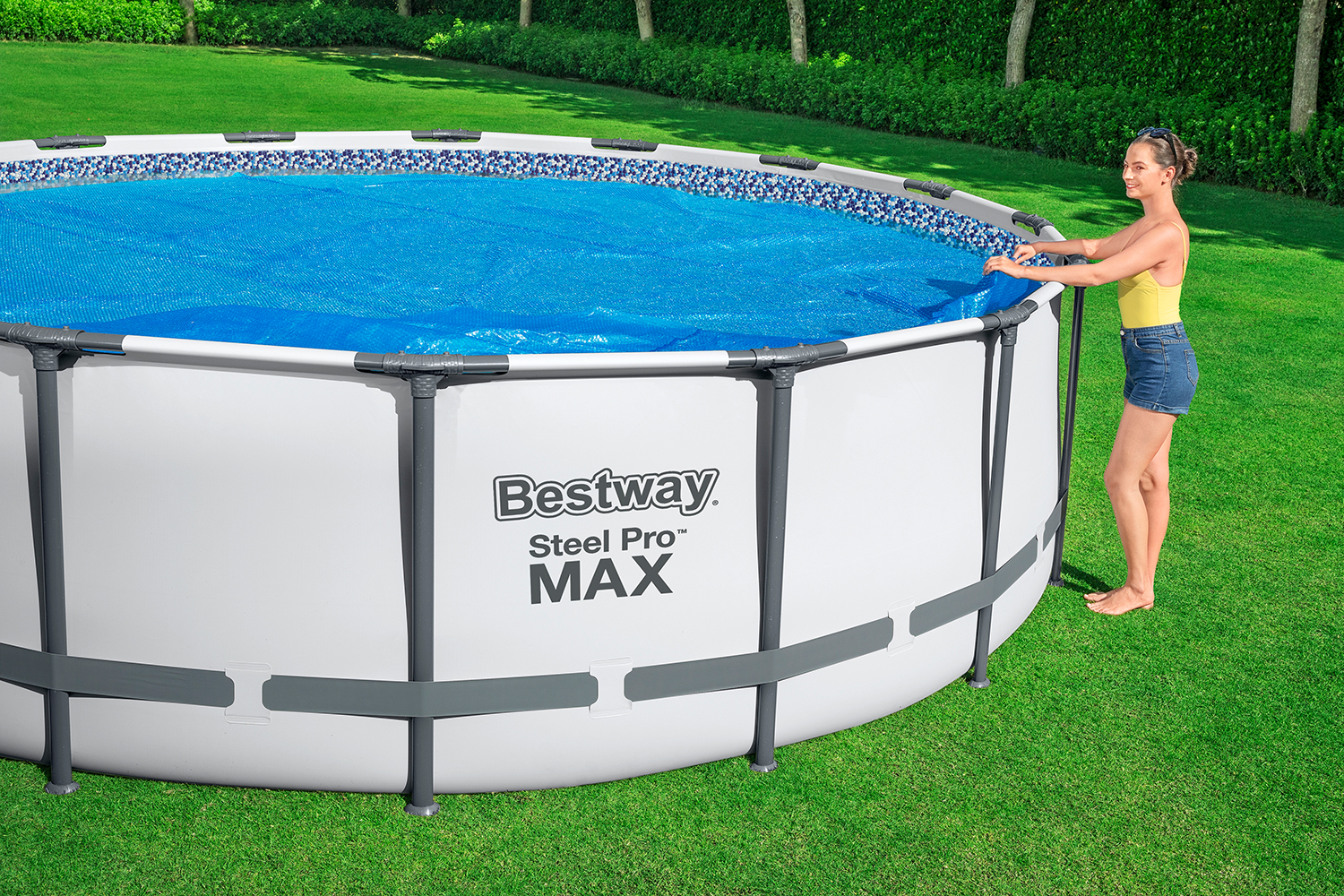 Flowclear™ PE Solarabdeckplane Ø 527 cm, blau, rund Flowclear™ PE Solarabdeckplane Ø 527 cm, blau, rund