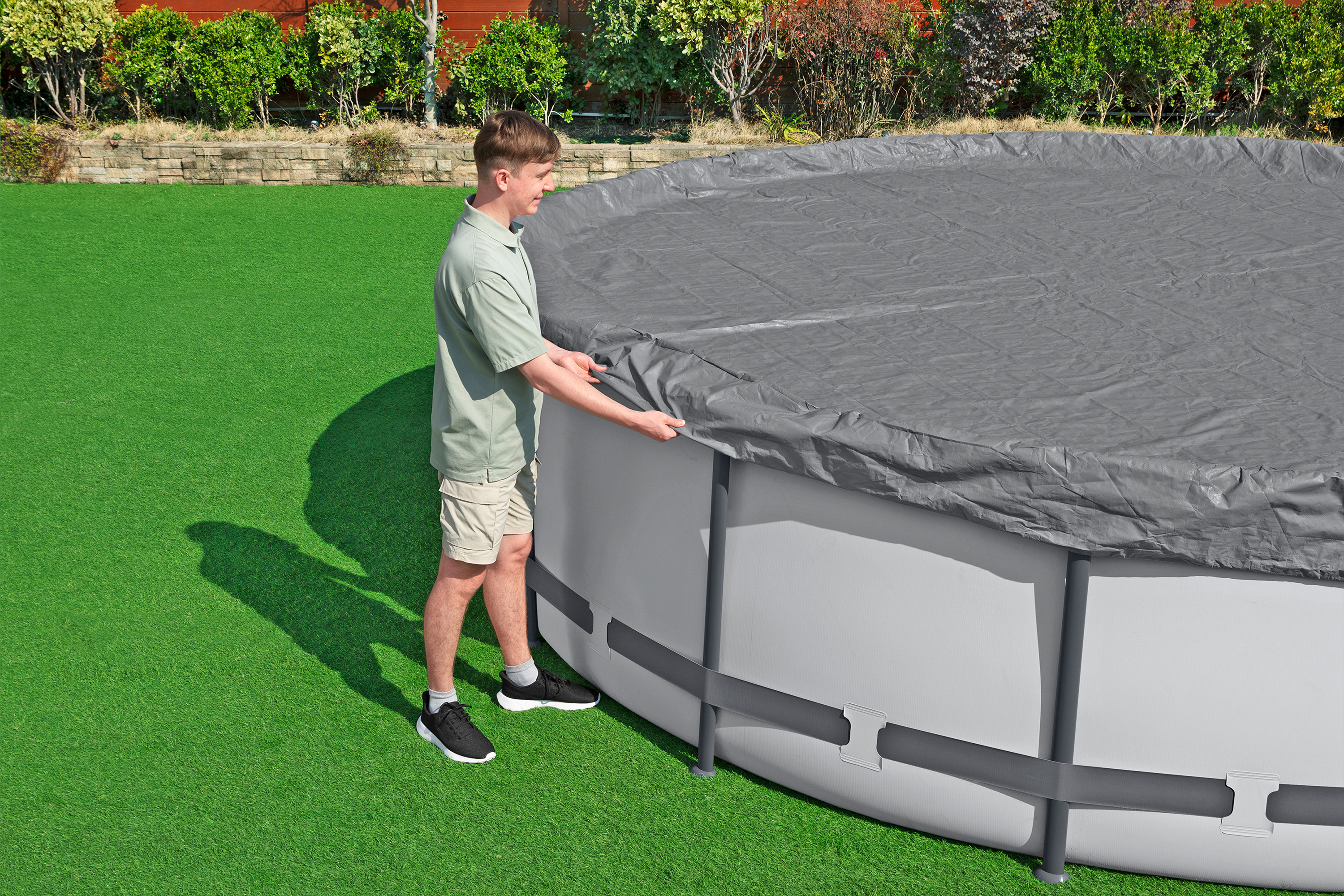 Winterfeste Premium Abdeckplane Ø 470 cm, grau, rund