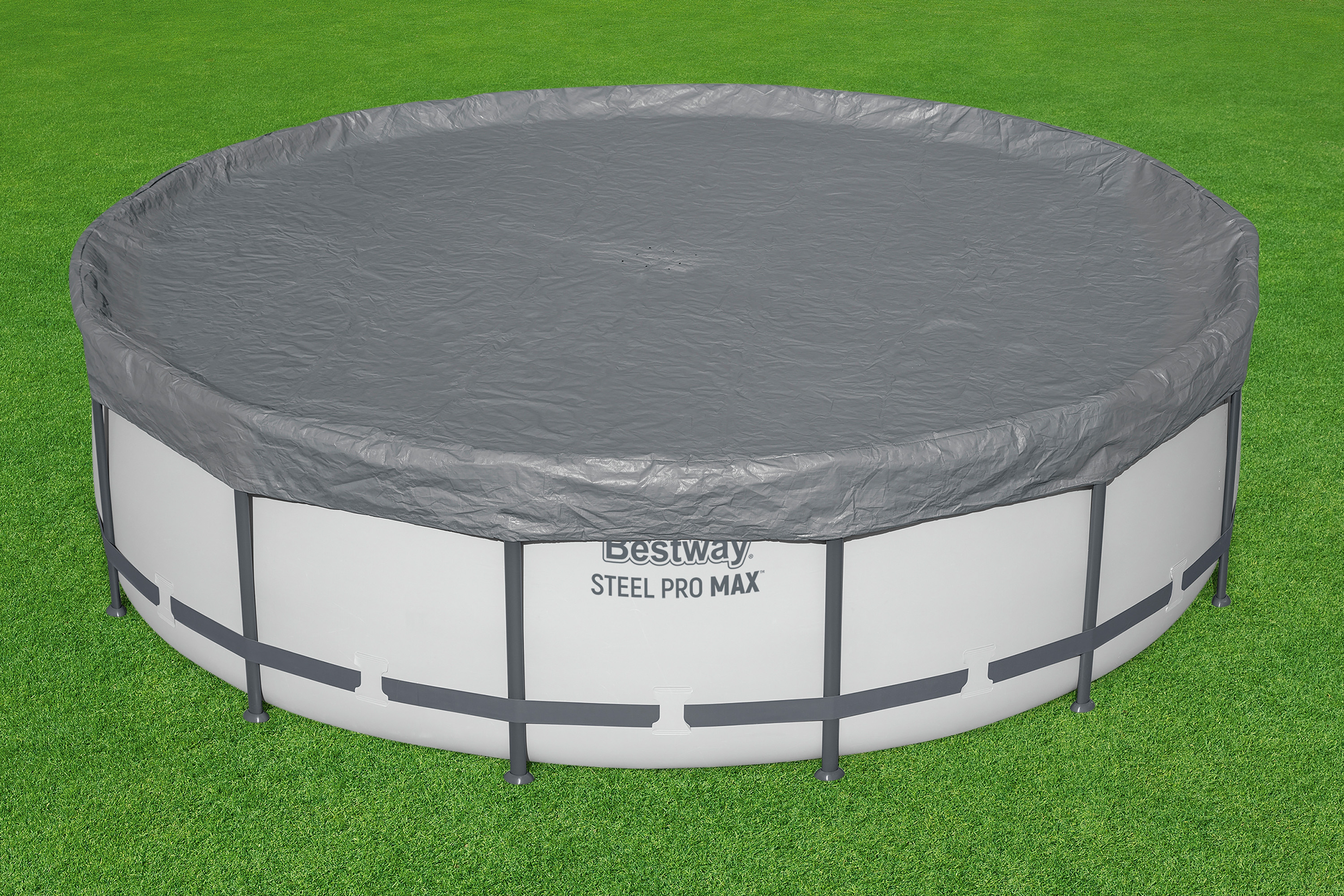 Winterfeste Premium Abdeckplane Ø 427 cm, grau, rund