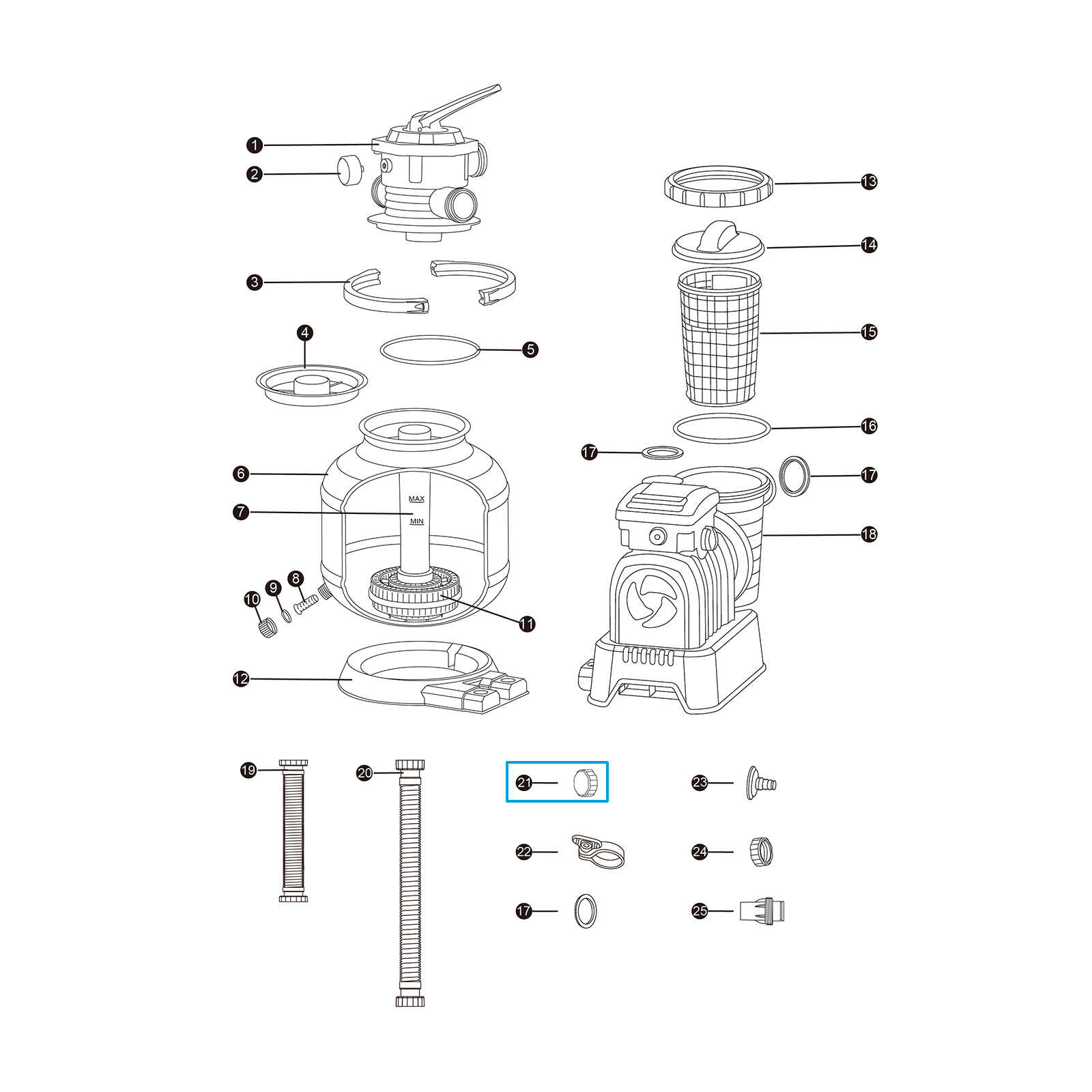 Bestway® Spare Part Drain outlet cover (turquoise) for various Flowclear™ sand filter unit