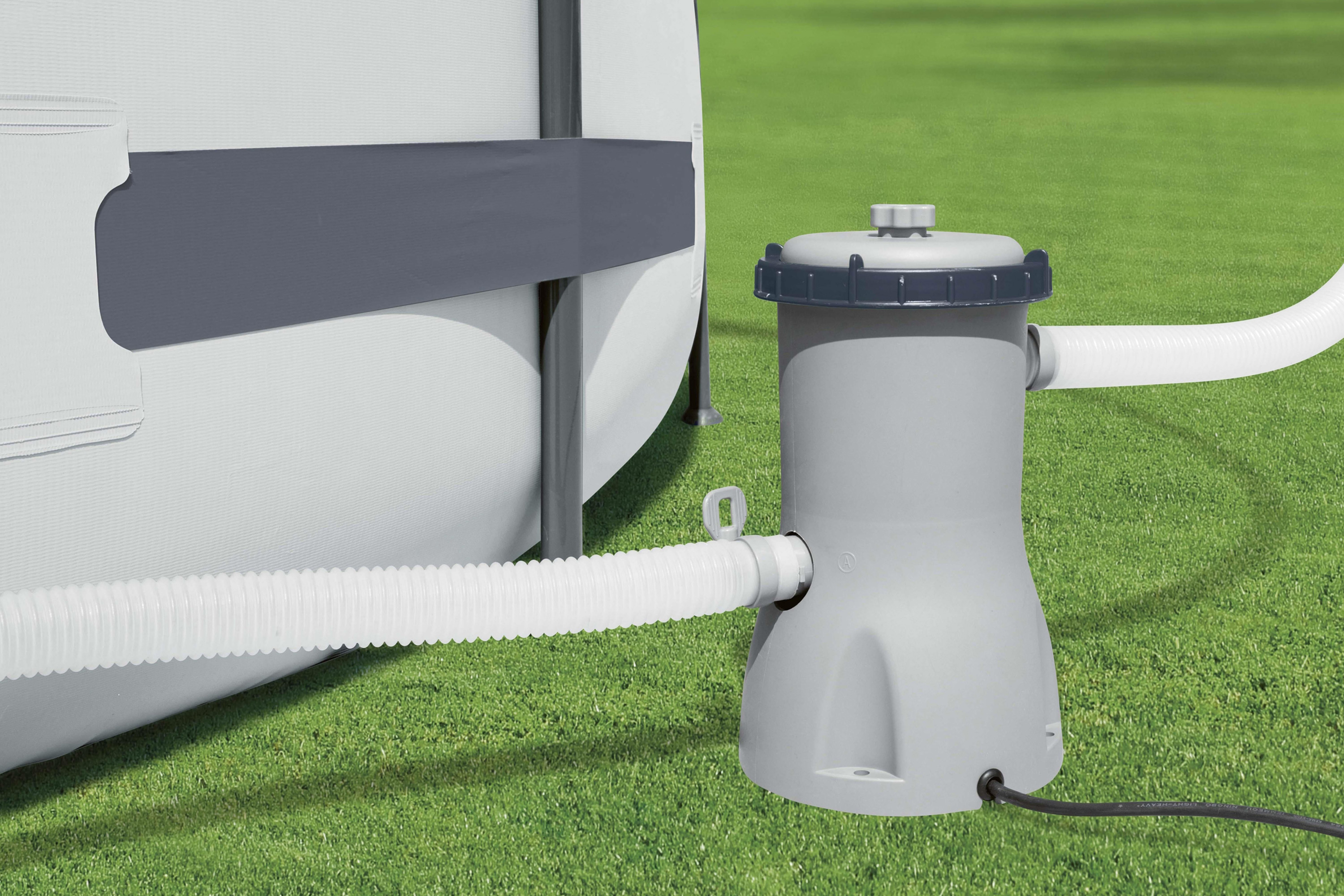 Steel Pro MAX™ Frame Pool Komplett Set mit Filterpumpe Ø 427 x 107 cm, lichtgrau, rund