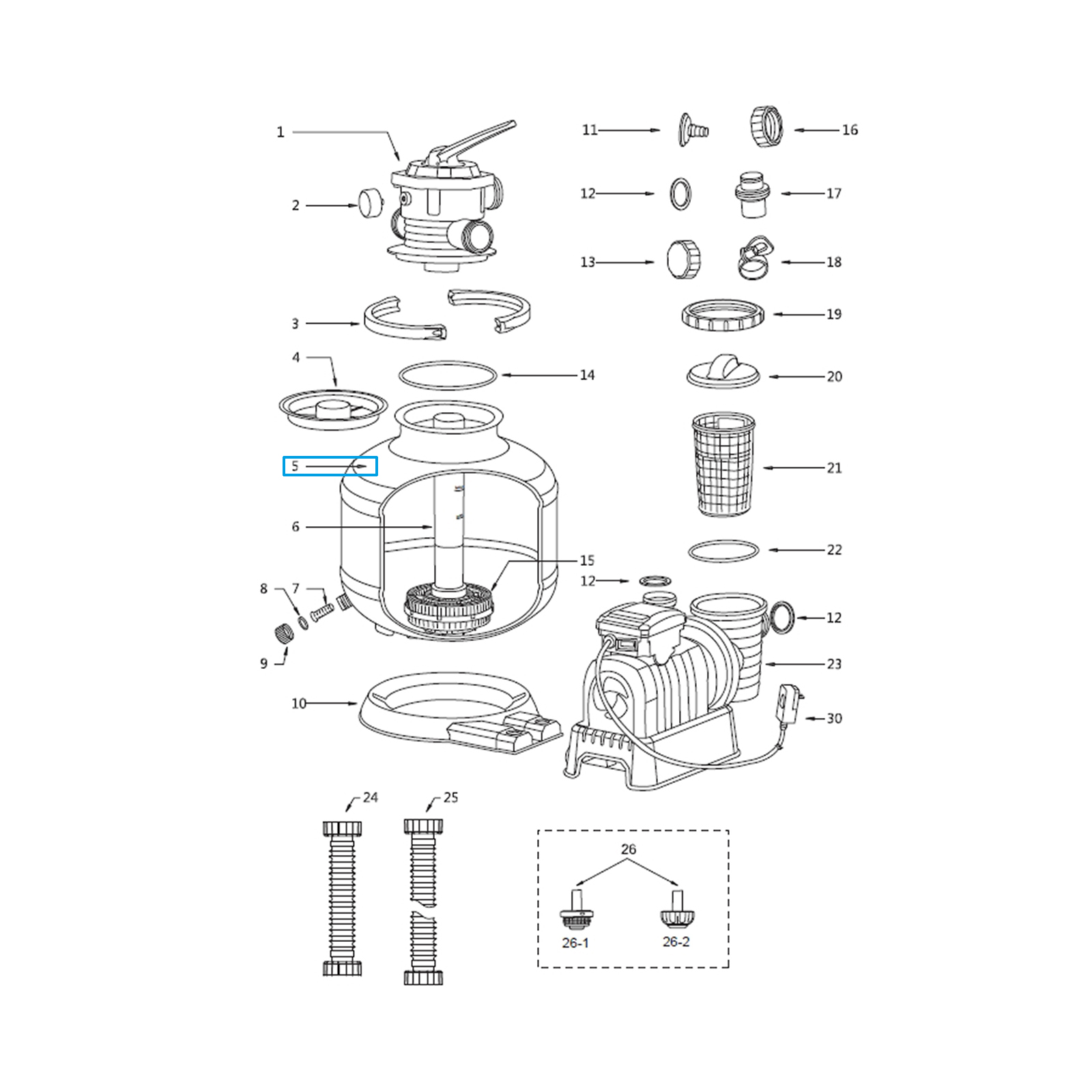 Bestway® Spare Part Tank (grey) for Flowclear™ sand filter units (58486 | GS)