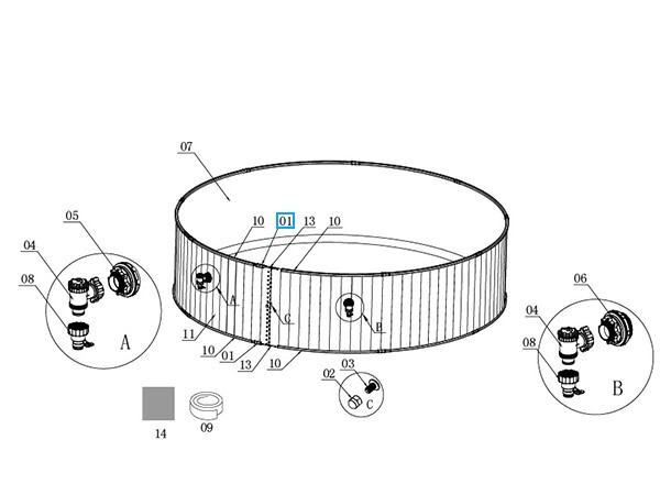 Bestway® Spare Part Rail cover set (blue / 6 pieces) for various Hydrium™ Splasher pools, round Bestway® Spare Part Rail cover set (blue / 6 pieces) for various Hydrium™ Splasher pools, round