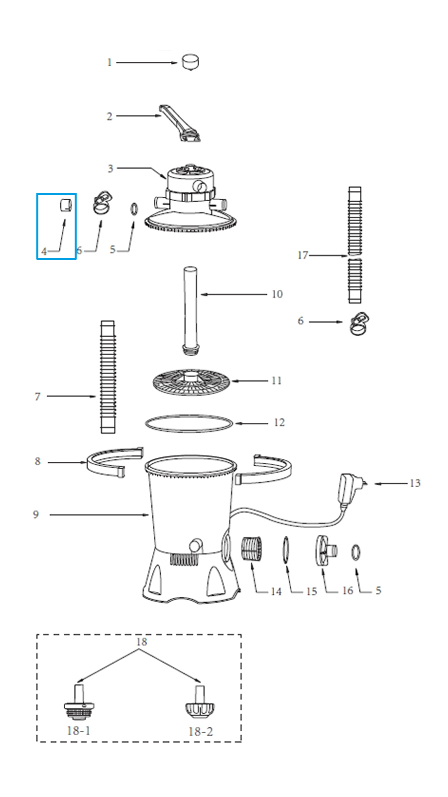 Bestway® Spare Part Stopper (grey) for Flowclear™ Sand filter unit  (3.028 l/h | 2023 )