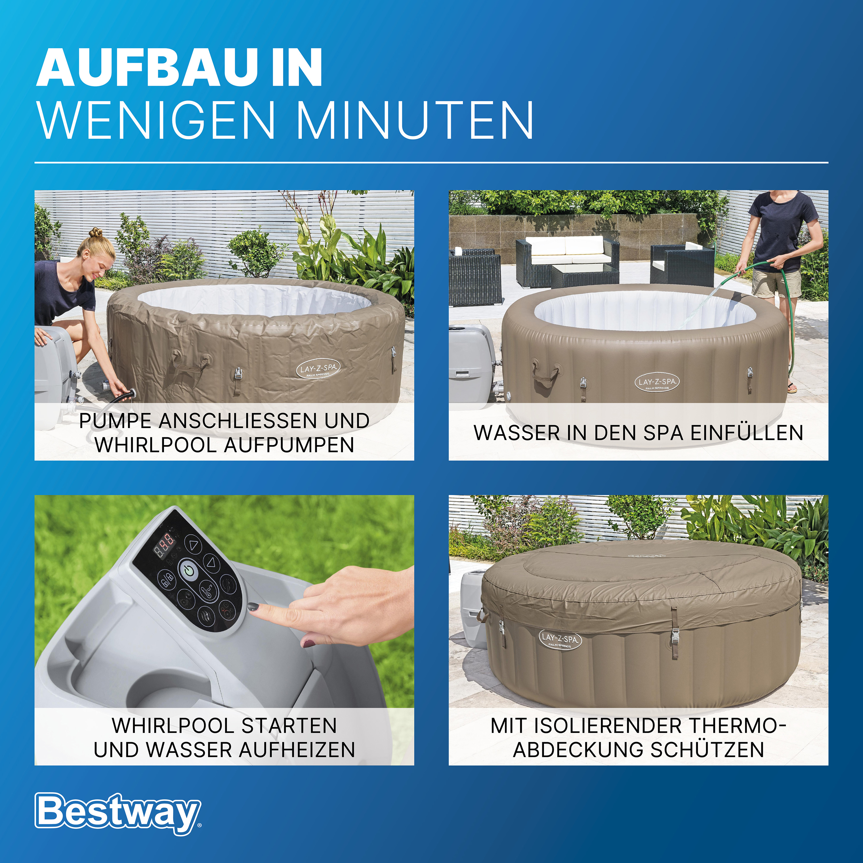 LAY-Z-SPA® Whirlpool Palm Springs AirJet™ Ø 196 x 71 cm, rund