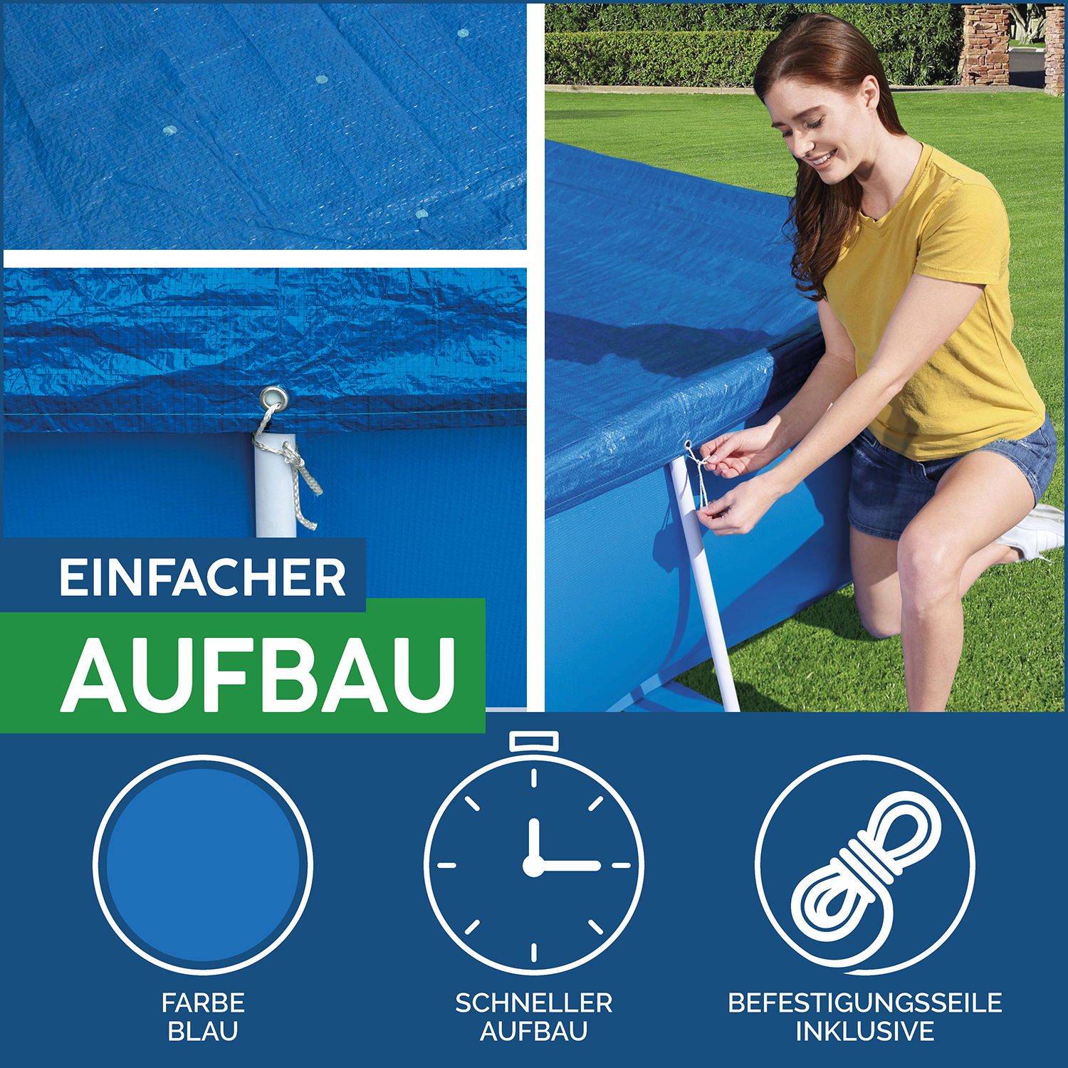 Flowclear™ PE-Abdeckplane 264 x 174 cm, blau, eckig