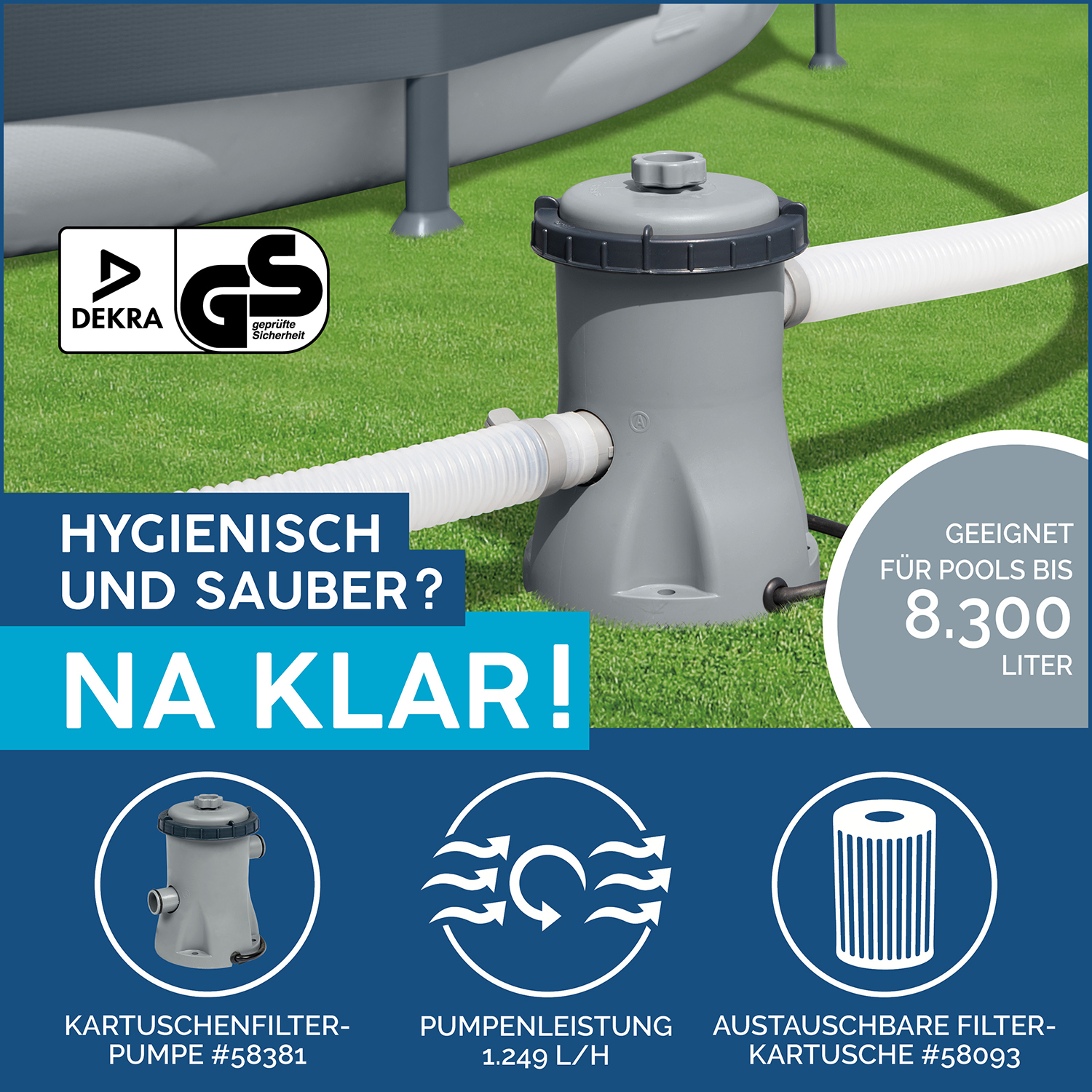Fast Set™ Aufstellpool-Set mit Filterpumpe Ø 244 x 61 cm, blau, rund