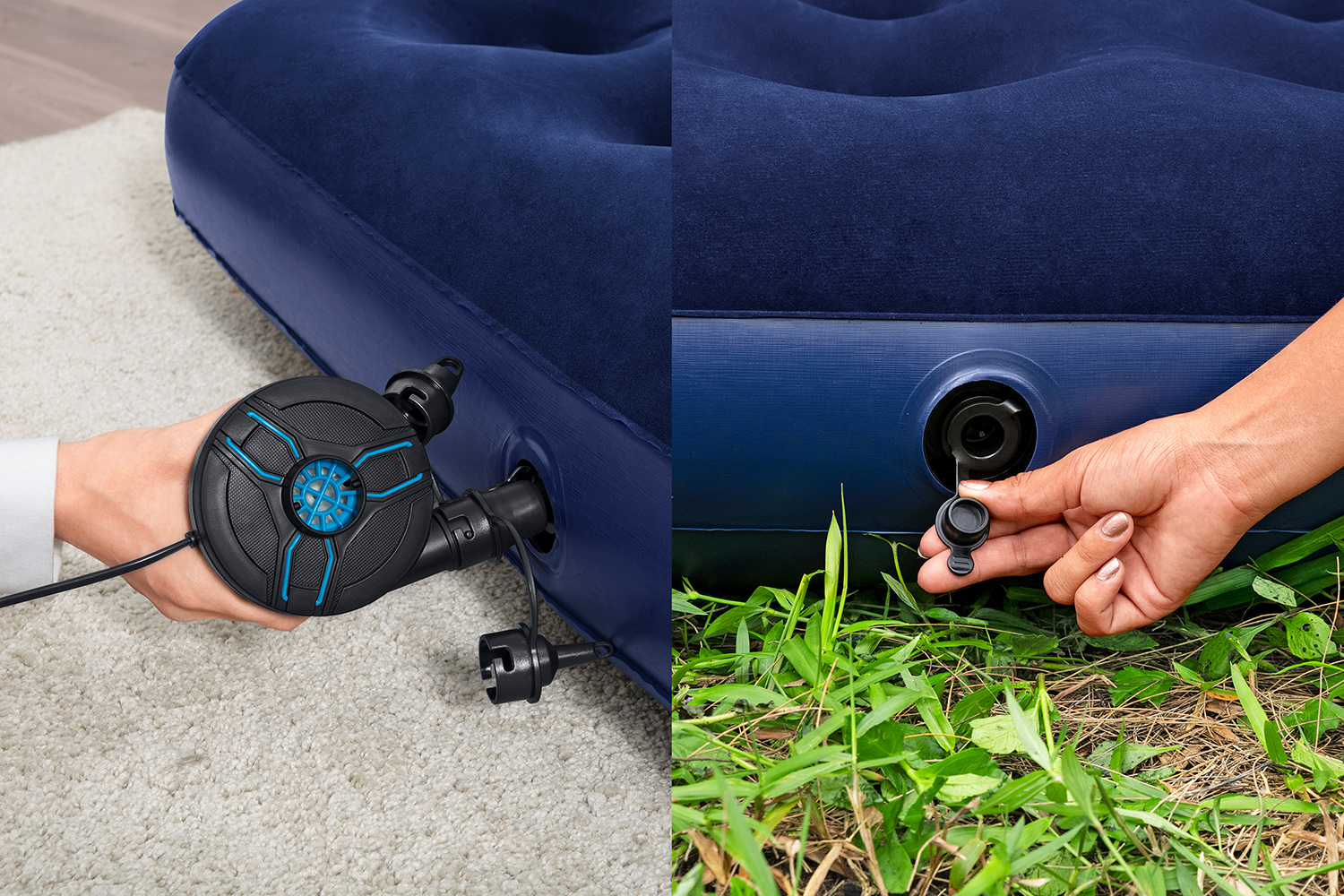 Doppelluftbett mit externer Elektropumpe 191 x 137 x 22 cm Doppelluftbett mit externer Elektropumpe 191 x 137 x 22 cm