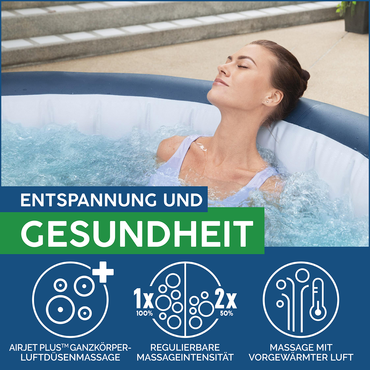 LAY-Z-SPA® WLAN-Whirlpool Milan AirJet Plus™ Ø 196 x 71 cm, rund