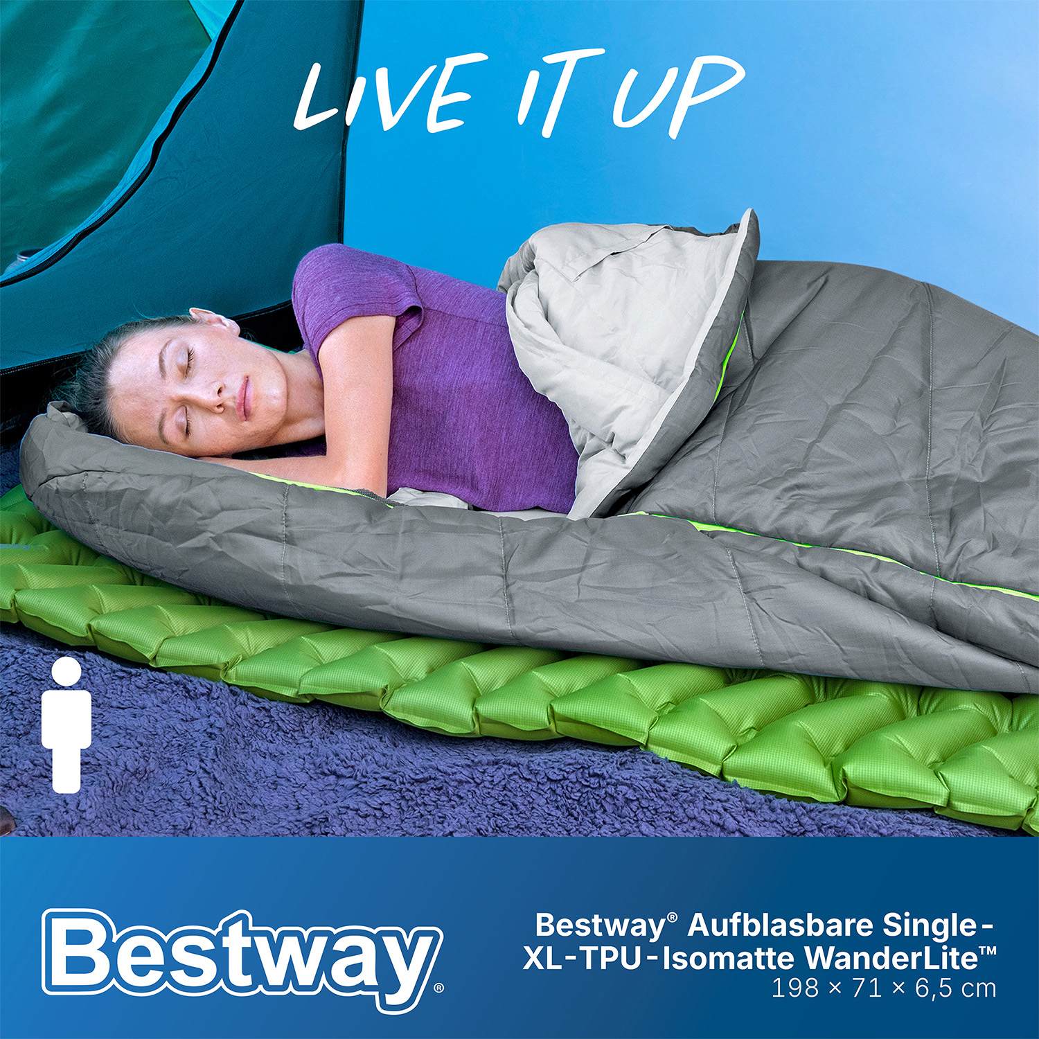 aufblasbare Single XL Isomatte WanderLite™ 198 x 71 x 6,5 cm