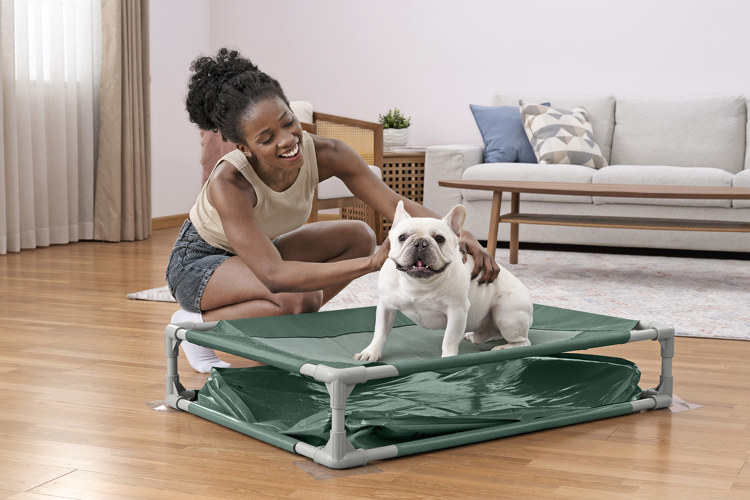 My First Frame Pool Pfote für Haustiere mit 2 in 1 Design 102 x 74 x 20 cm, eckig