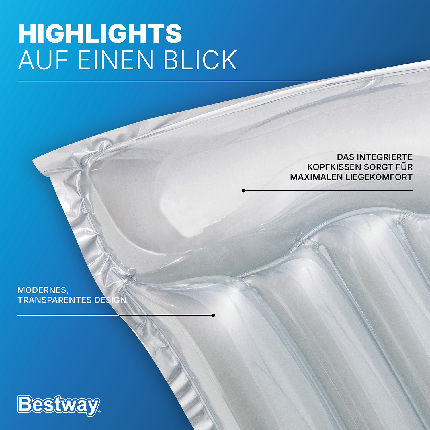 Luftmatratze Transparent 183 x 76 cm, Silber