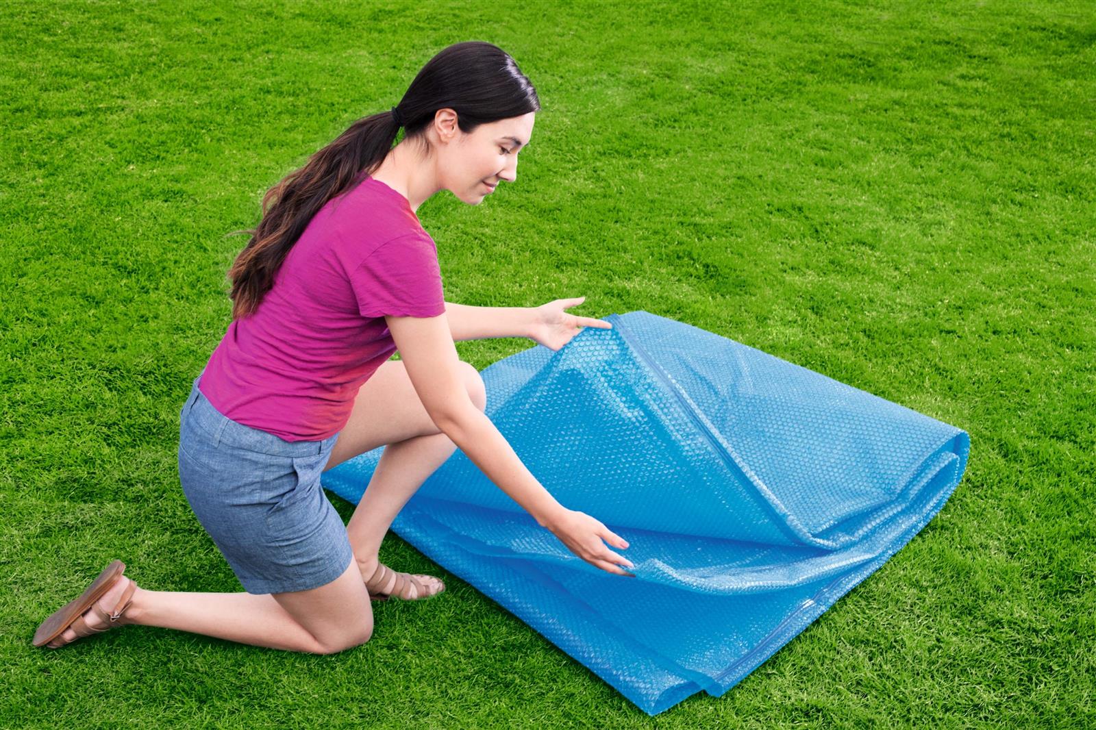 Flowclear™ PE-Solarabdeckplane Ø 417 cm, blau, rund