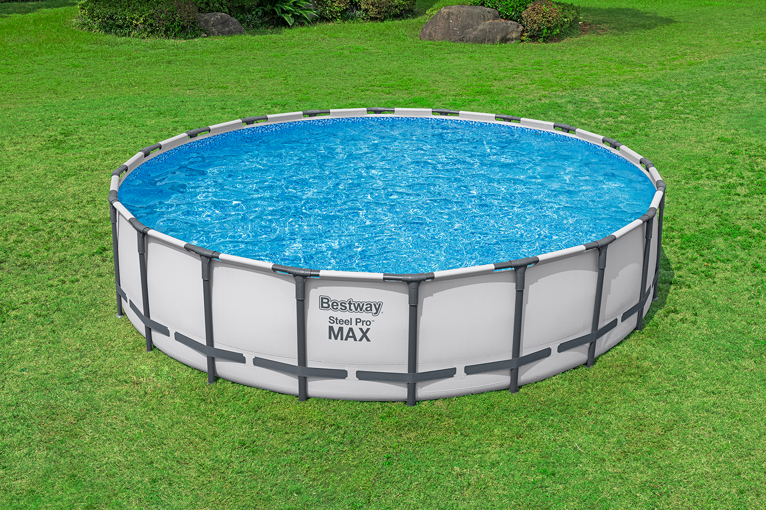 Steel Pro MAX™ Frame Pool Komplett-Set mit Filterpumpe Ø 549 x 132 cm, lichtgrau, rund Steel Pro MAX™ Frame Pool Komplett-Set mit Filterpumpe Ø 549 x 132 cm, lichtgrau, rund