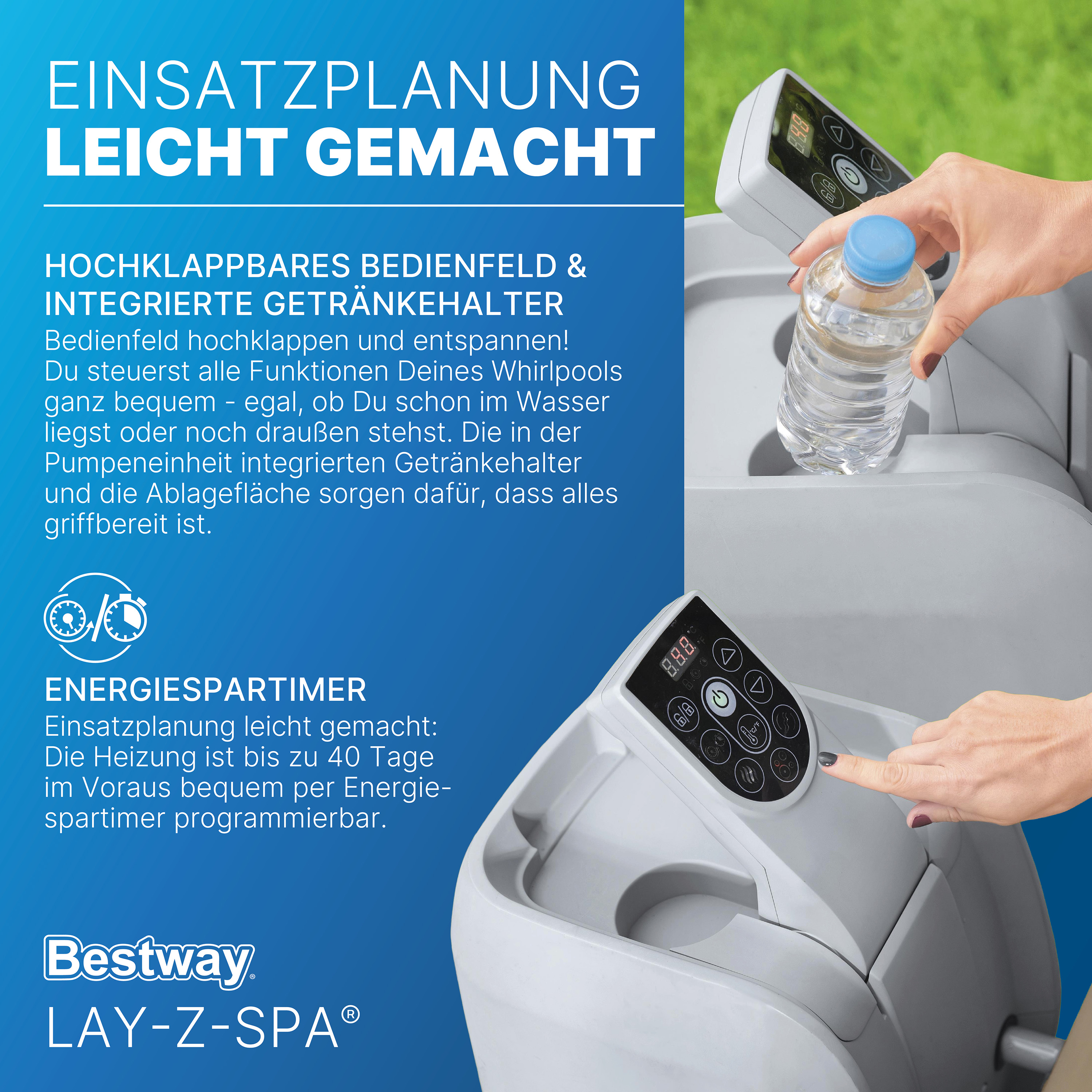 LAY-Z-SPA® Whirlpool Palm Springs AirJet™ Ø 196 x 71 cm, rund