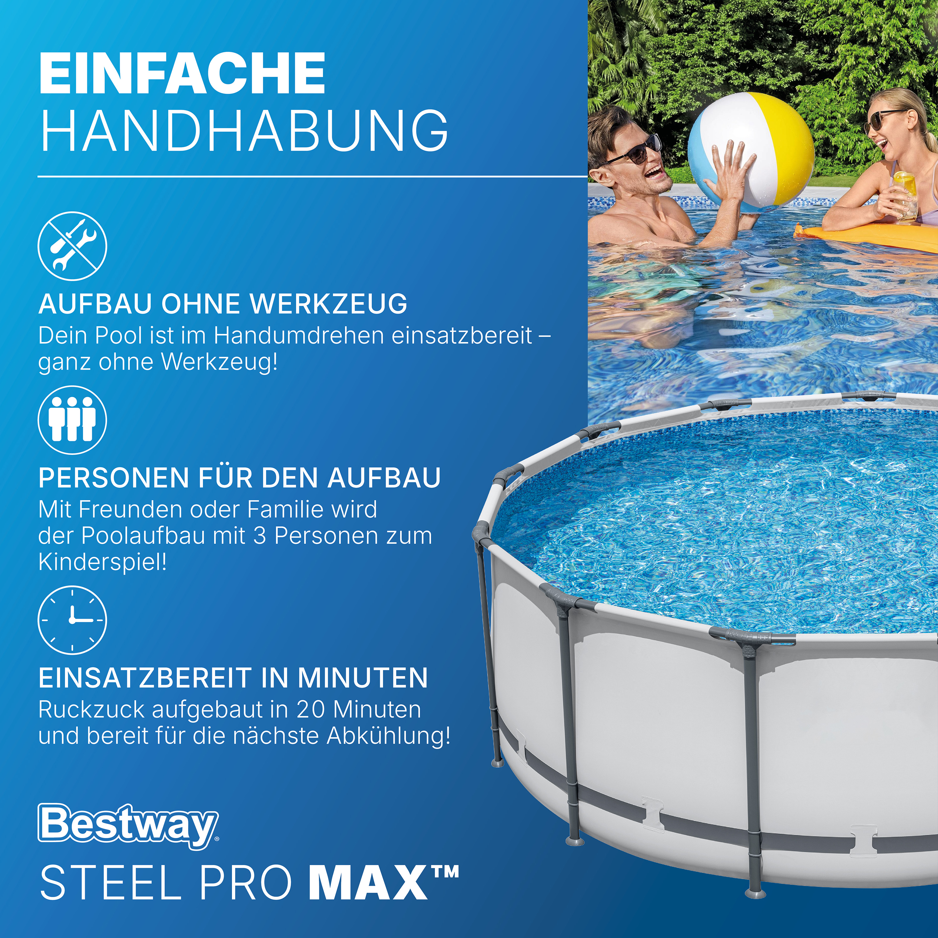 Steel Pro MAX™ Solo Pool ohne Zubehör Ø 427 x 122 cm, lichtgrau, rund