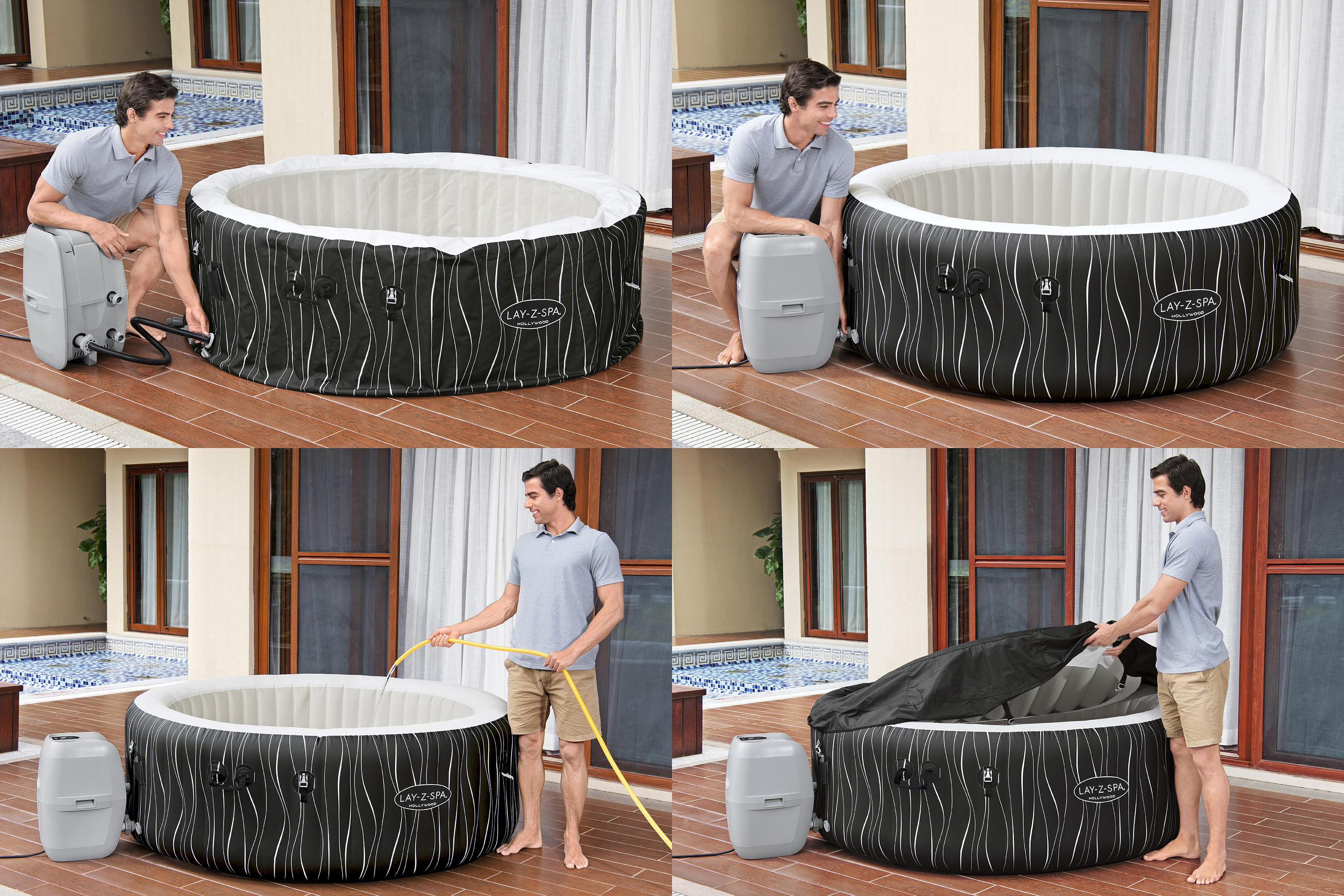LAY-Z-SPA® LED Whirlpool Hollywood AirJet™ Ø 196 x 66 cm, rund