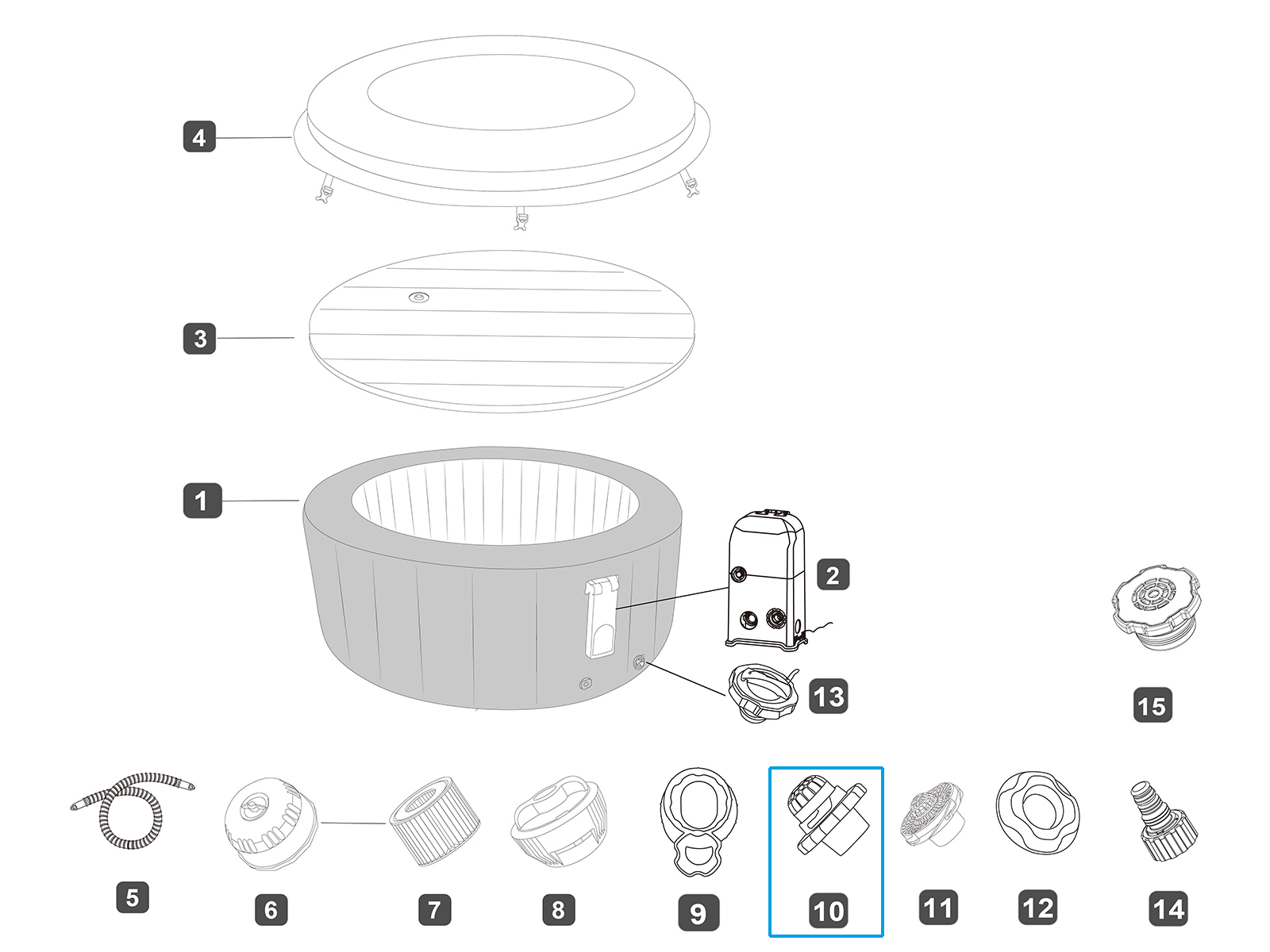 Bestway® Ersatzteil Wasser -  Einlasssieb (grau) für LAY-Z-SPA® UltraFit™ Whirlpools (ab 2024)
