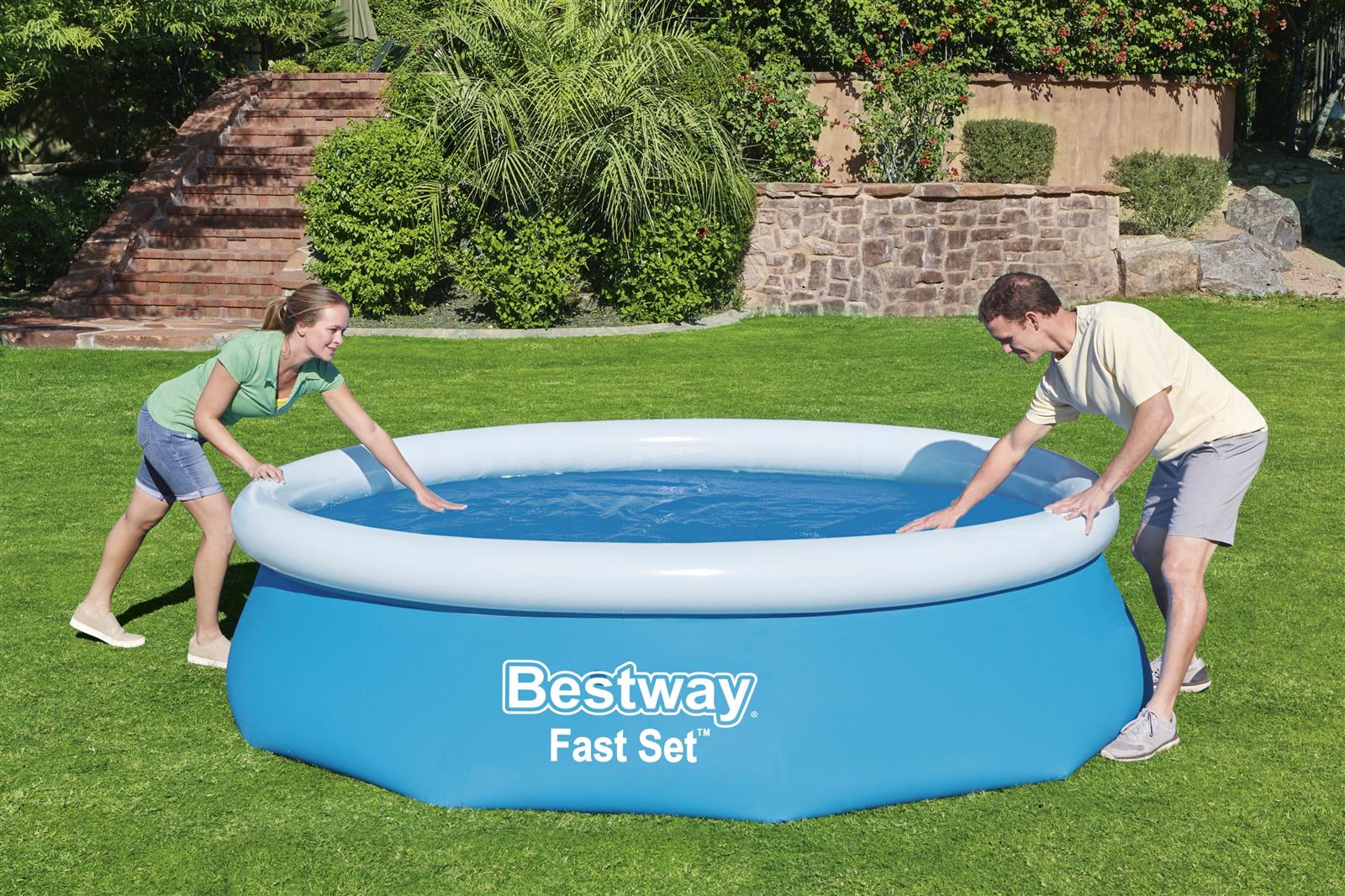 Flowclear™ PE-Solarabdeckplane Ø 289 cm, blau, rund