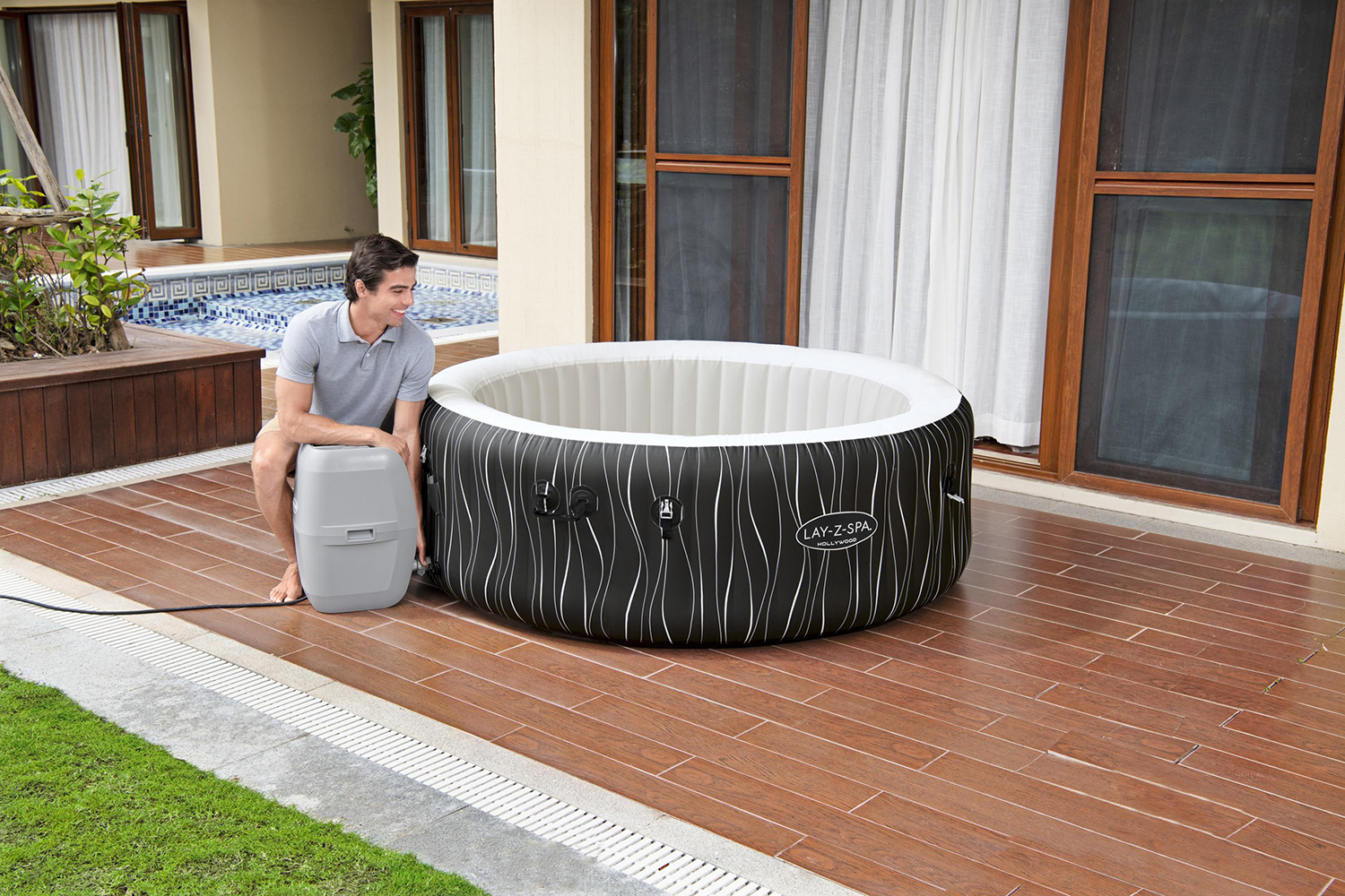 LAY-Z-SPA® LED-Whirlpool Hollywood AirJet™ Ø 196 x 66 cm, rund