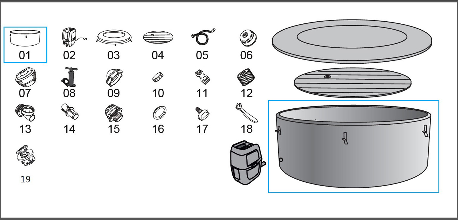 Bestway® Spare Part Liner stone optics (creamygrey) for LAY-Z-SPA® Vancouver AirJet™ Whirlpool Ø 155 x 60 cm