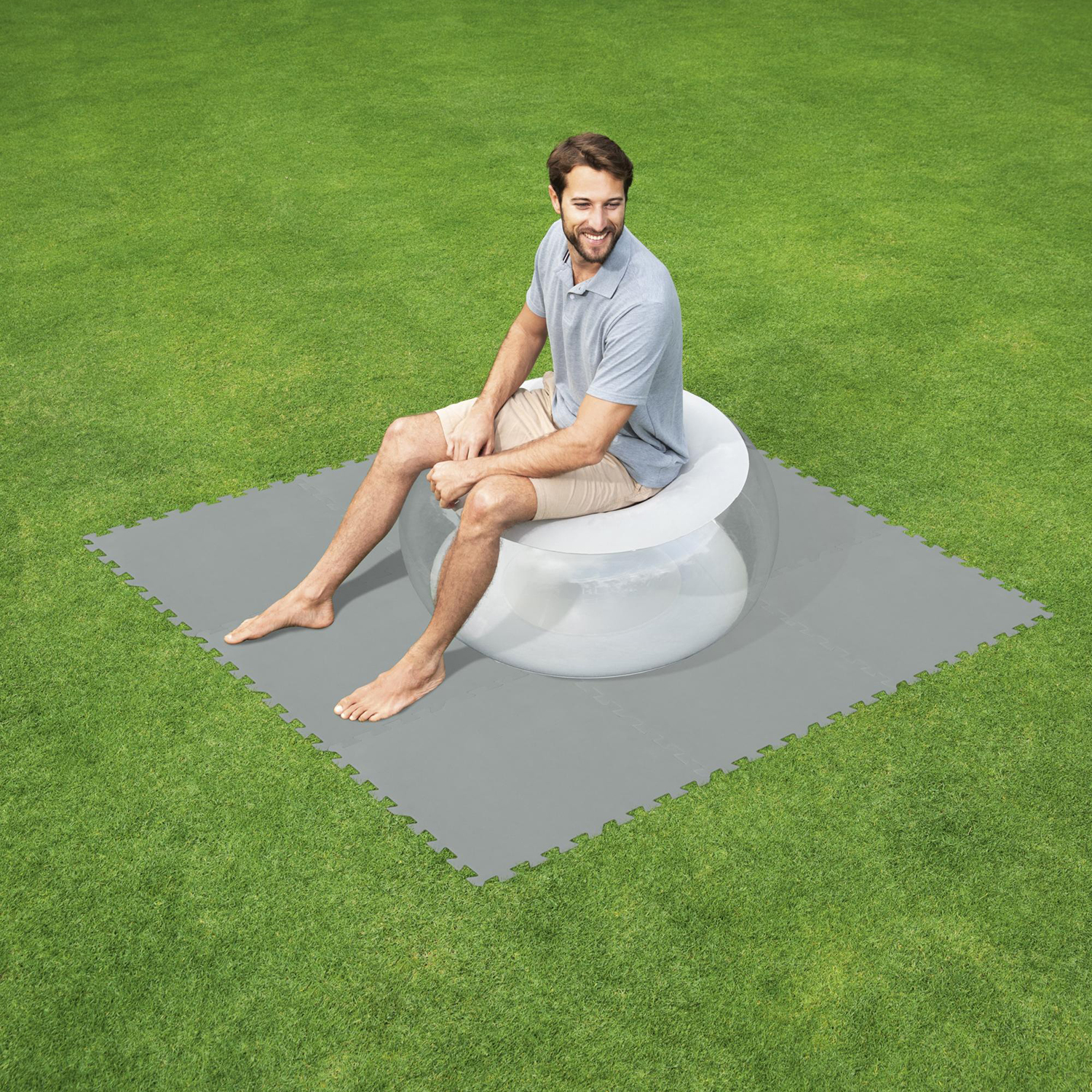 Flowclear™ Pool-Bodenschutzfliesen Set, 9 Stück á 50 x 50 cm, grau
