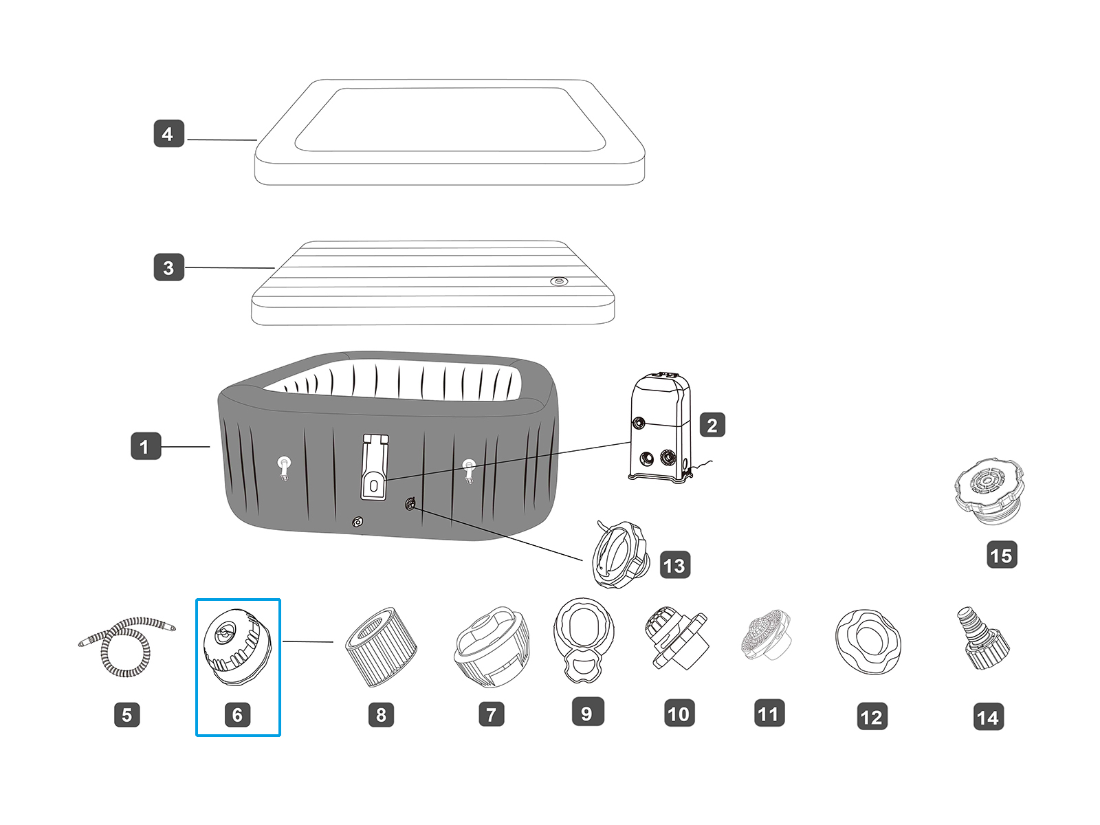 Bestway® Ersatzteil Filterset (ohne Kartusche) für LAY-Z-SPA® UltraFit™Whirlpools (ab 2024)