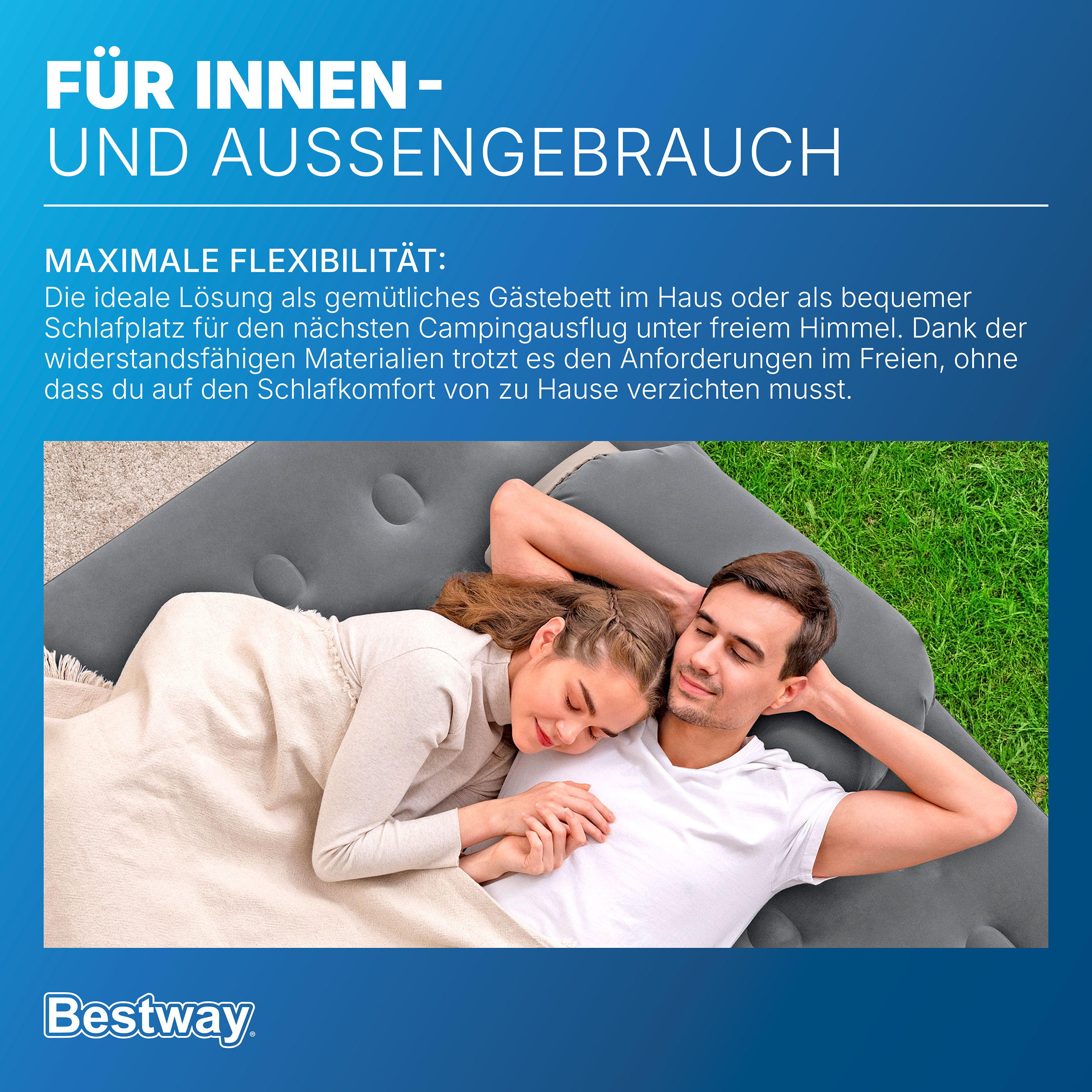 Doppelluftbett Roll & Relax mit Kissenpumpe 203 x 152 x 22 cm