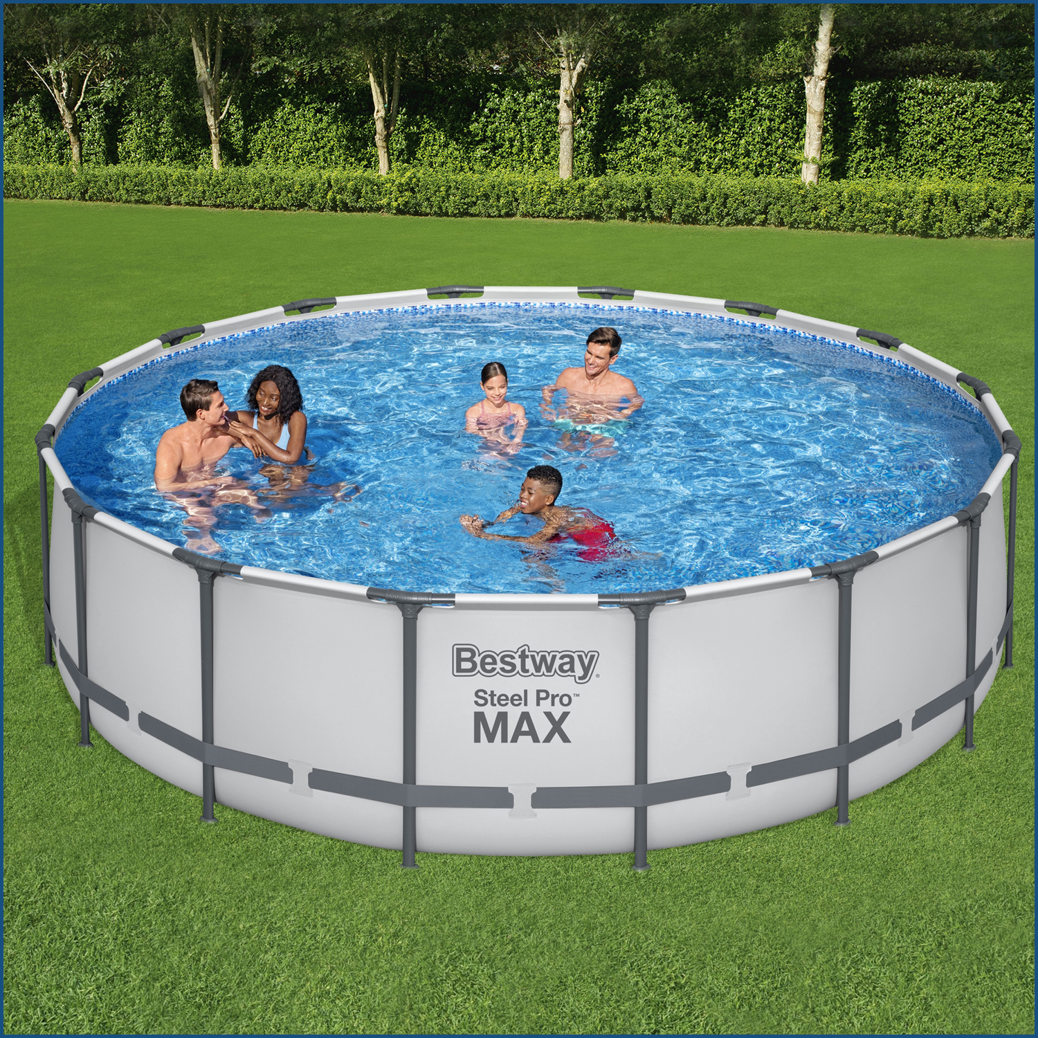 Steel Pro MAX™ Frame Pool Komplett-Set mit Filterpumpe Ø 488 x 122 cm , lichtgrau, rund