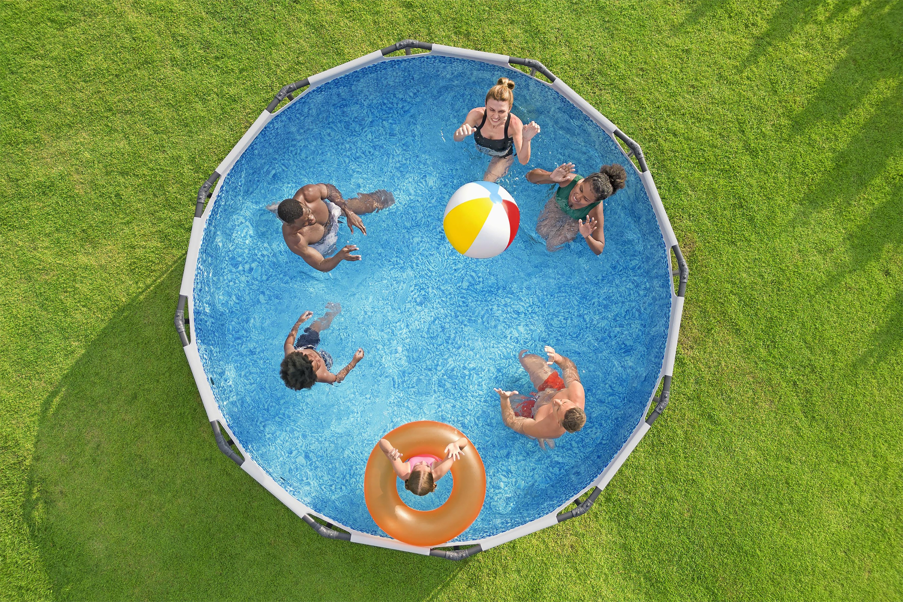 Steel Pro MAX™ Frame Pool Set mit Filterpumpe Ø 366 x 100 cm, lichtgrau, rund