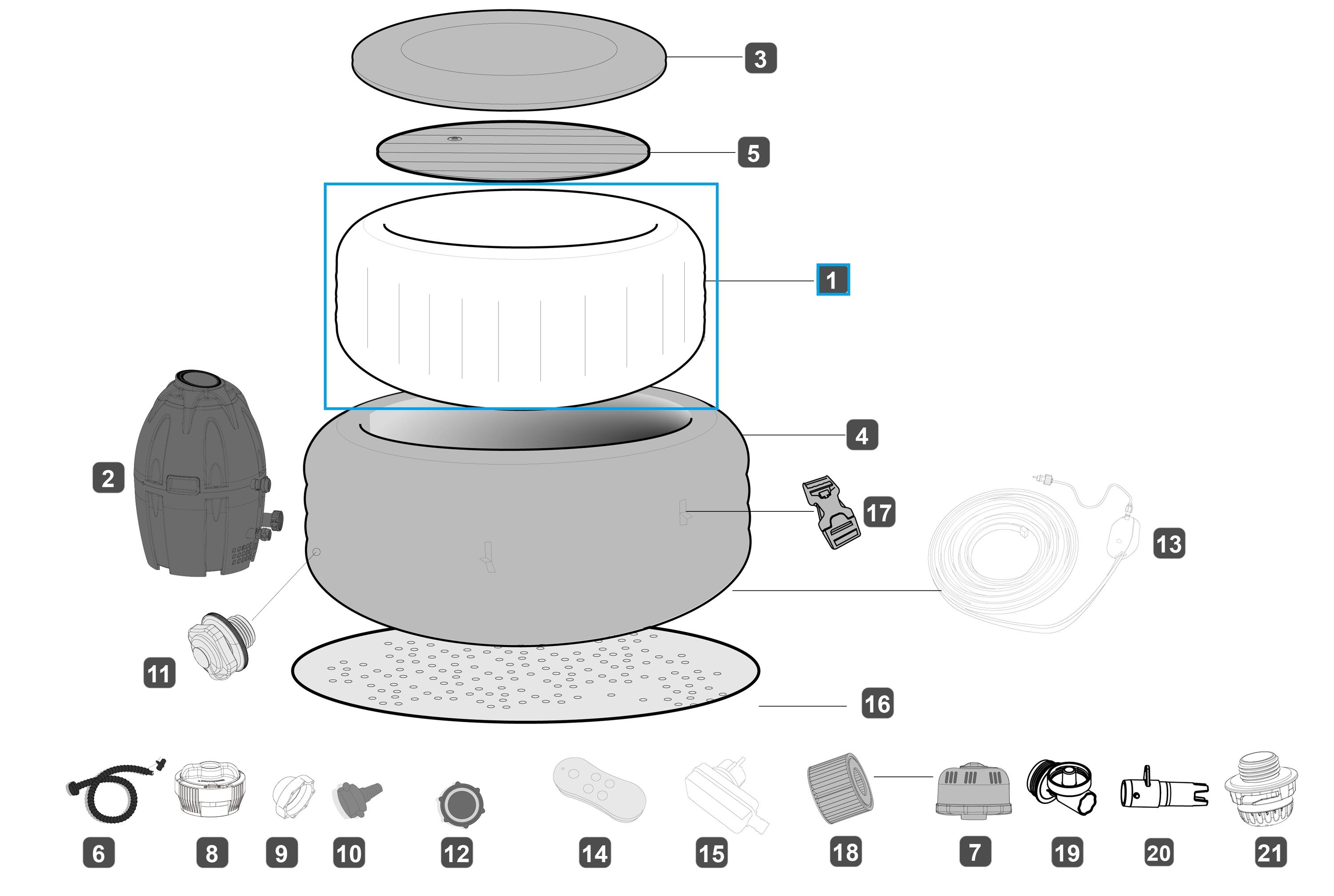 Bestway® Spare Part Lay-Z-Spa 77" x 26"/1.96m x 66cm Paris AirJet Liner Bestway® Spare Part Lay-Z-Spa 77" x 26"/1.96m x 66cm Paris AirJet Liner