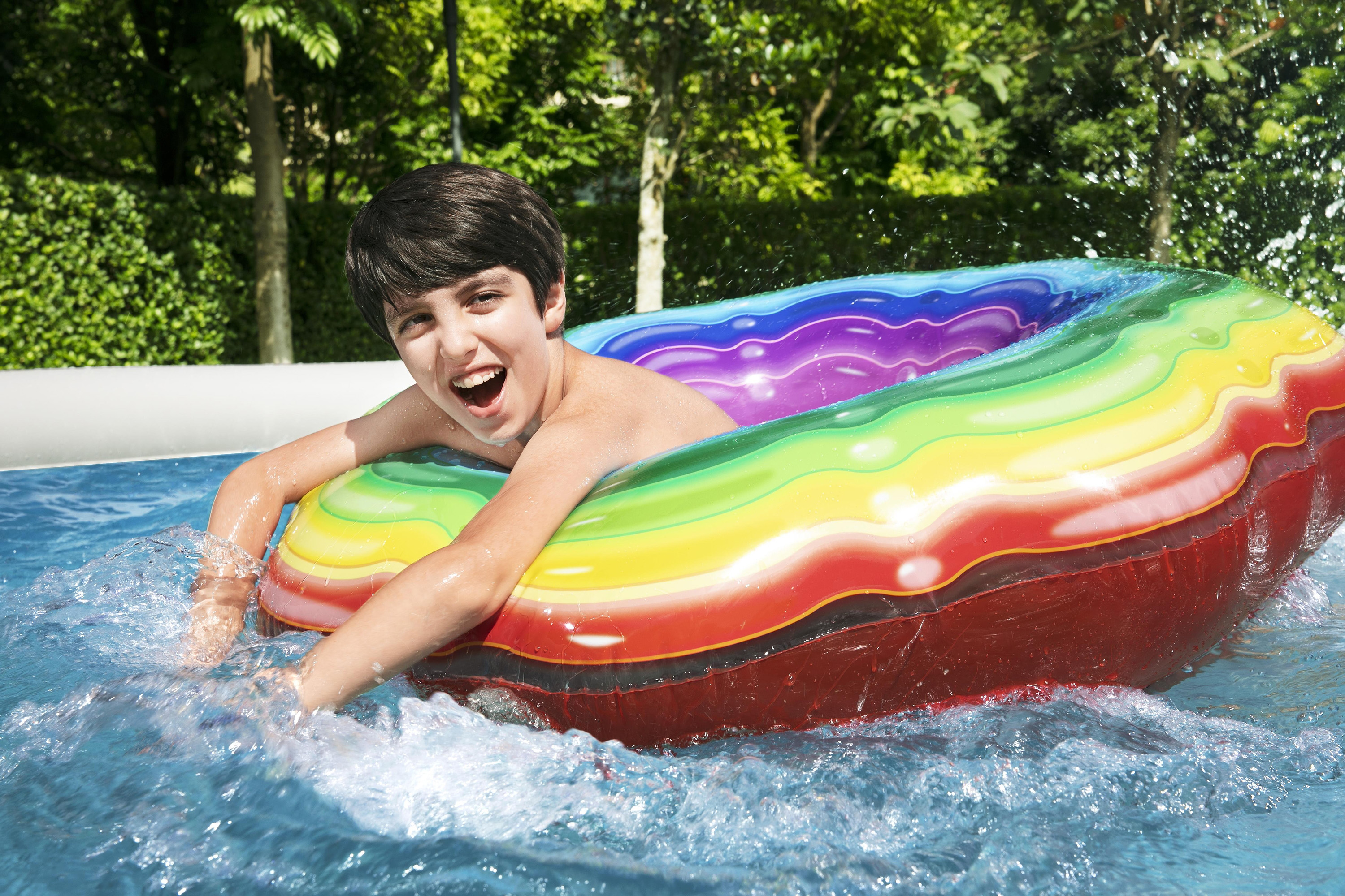 Fast Set™ Aufstellpool Set mit Filterpumpe Ø 457 x 107 cm, Rattan-Optik (Schiefergrau), rund