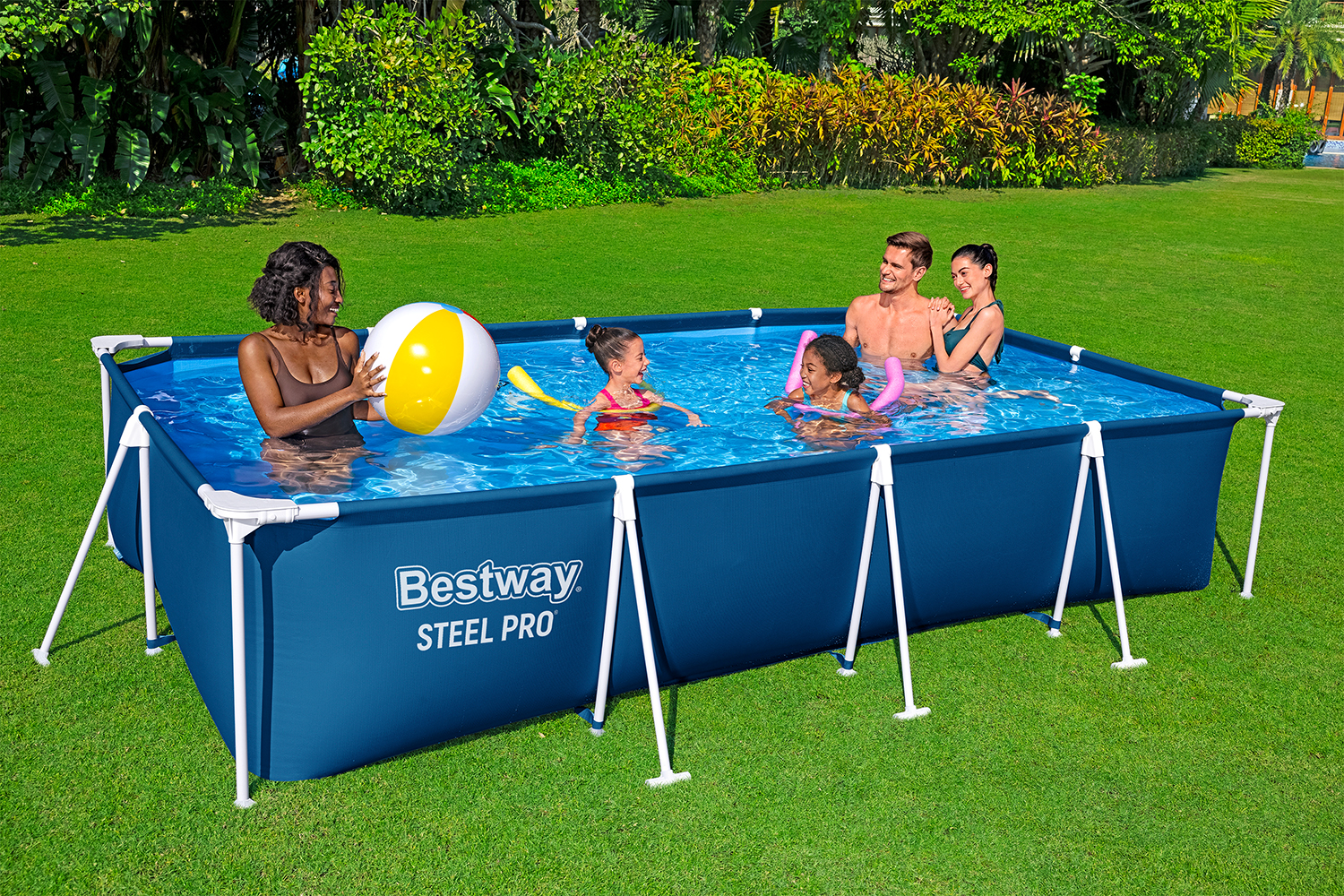 Steel Pro™ Frame Pool Set mit Filterpumpe 400 x 211 x 81 cm , dunkelblau, eckig Steel Pro™ Frame Pool Set mit Filterpumpe 400 x 211 x 81 cm , dunkelblau, eckig