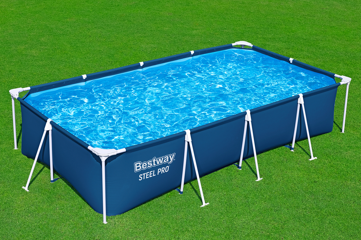 Steel Pro® Frame Pool ohne Pumpe 400 x 211 x 81 cm, dunkelblau, eckig