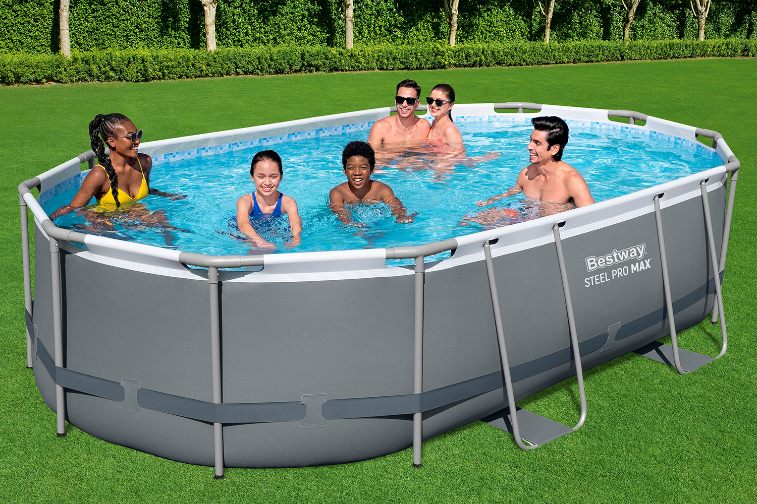 Steel Pro MAX™ Frame Pool Komplett-Set mit Filterpumpe 488 x 305 x 107 cm, grau, oval