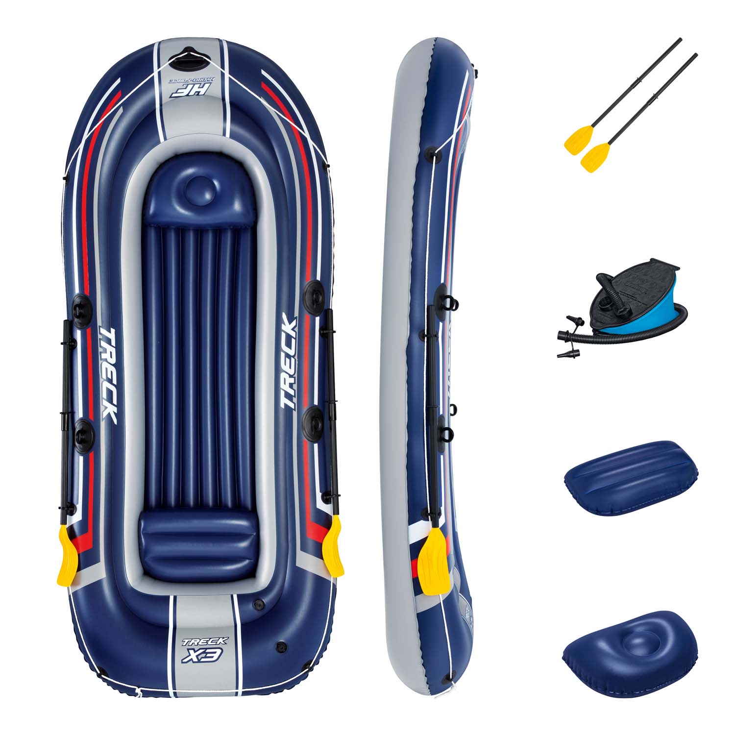 Hydro-Force™ Schlauchboot-Set für 3 Erwachsene + Kind Treck X3 307 x 126 x 39 cm