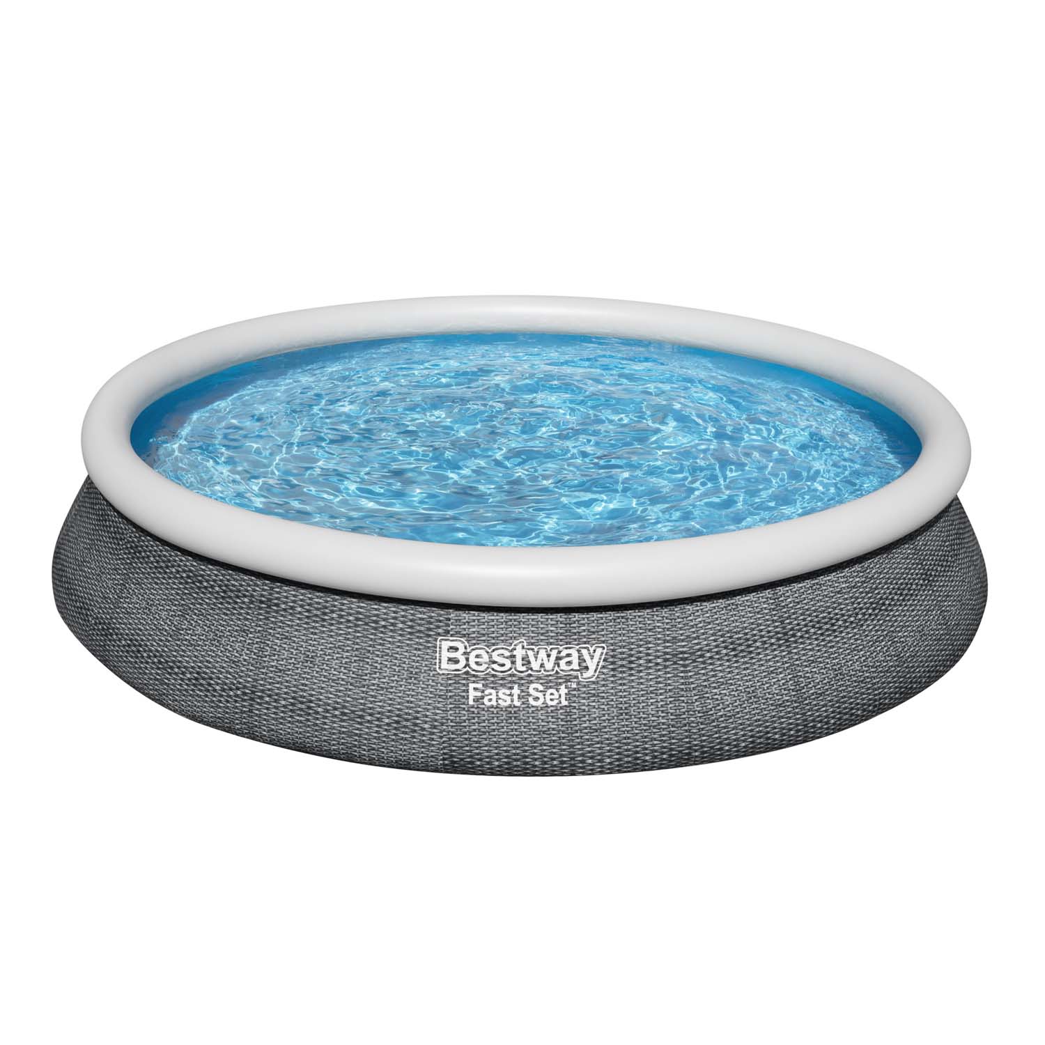 Fast Set™ Aufstellpool-Set mit Filterpumpe Ø 457 x 84 cm, Rattan-Optik (Schiefergrau), rund