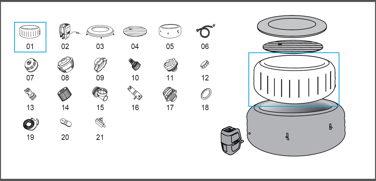 Bestway® Spare Part Lay-Z-Spa 77" x 26"/1.96m x 66cm Paris SPA Liner Bestway® Spare Part Lay-Z-Spa 77" x 26"/1.96m x 66cm Paris SPA Liner