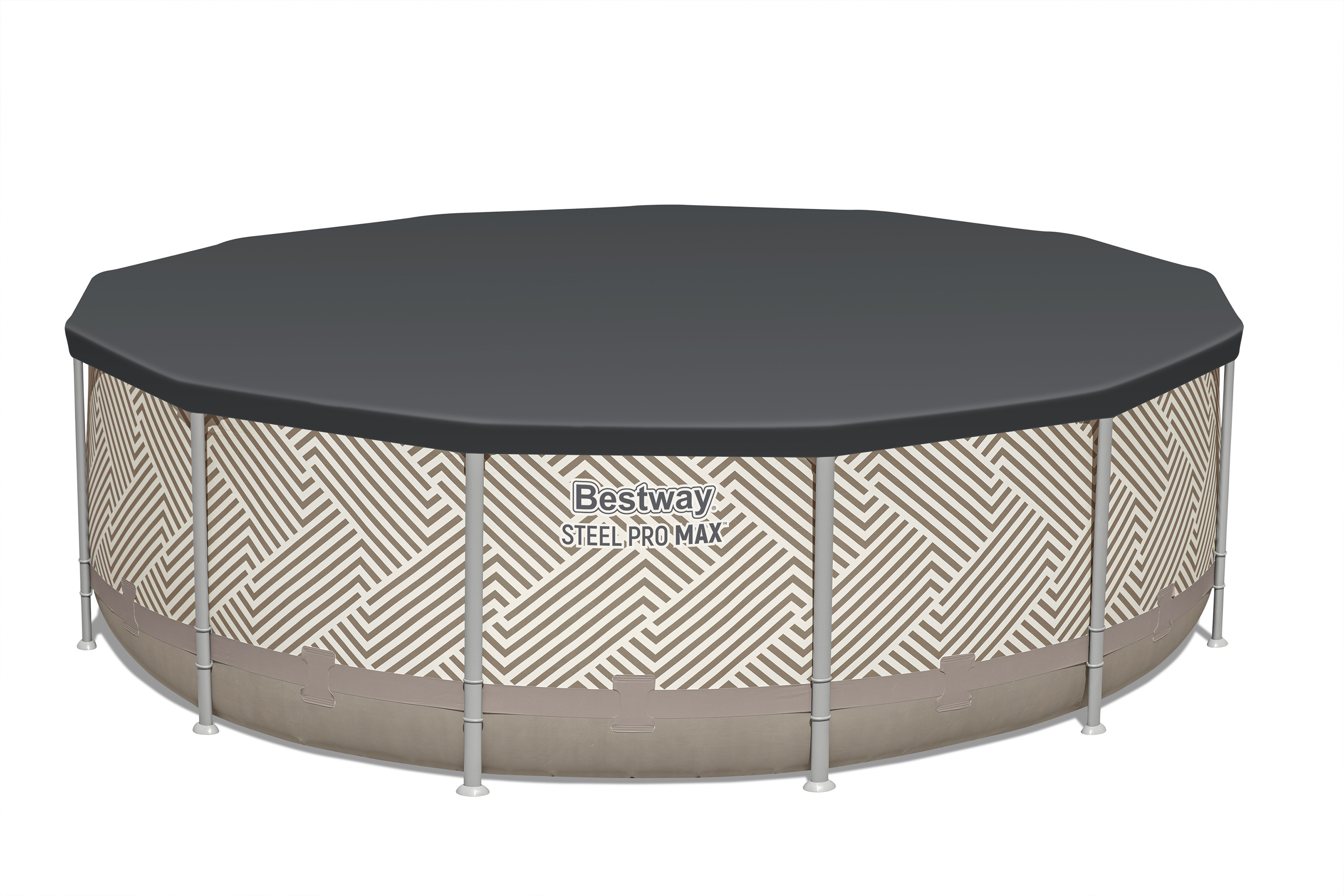 Steel Pro MAX™ Frame Pool Komplett Set mit Filterpumpe Ø 396 x 107 cm, Op Art-Design, rund