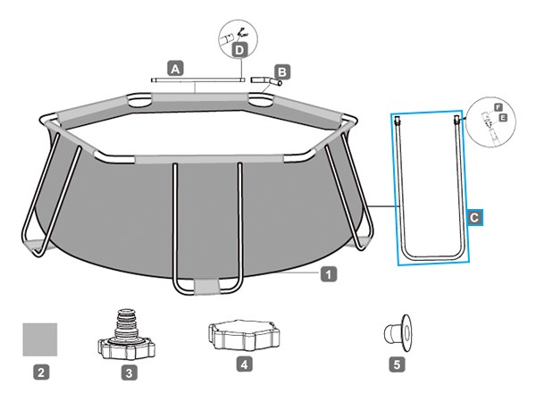 Bestway® Spare Part U-Shaped Side Support for Power Steel frame pool 330cm square, 488cm oval