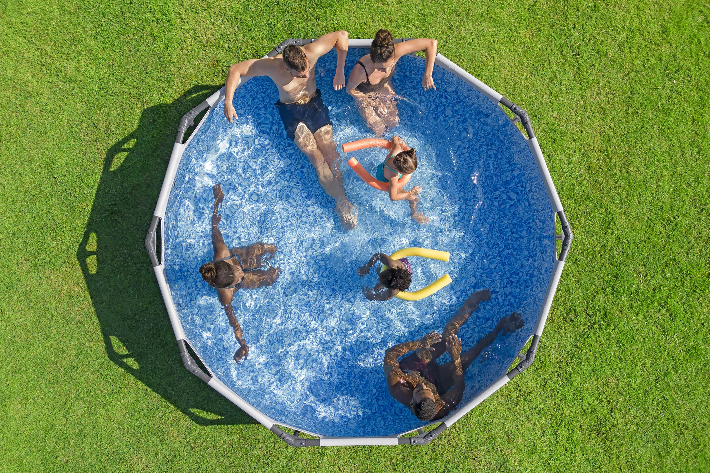 Steel Pro MAX™ Frame Pool Set mit Filterpumpe Ø 305 x 76 cm, lichtgrau, rund 