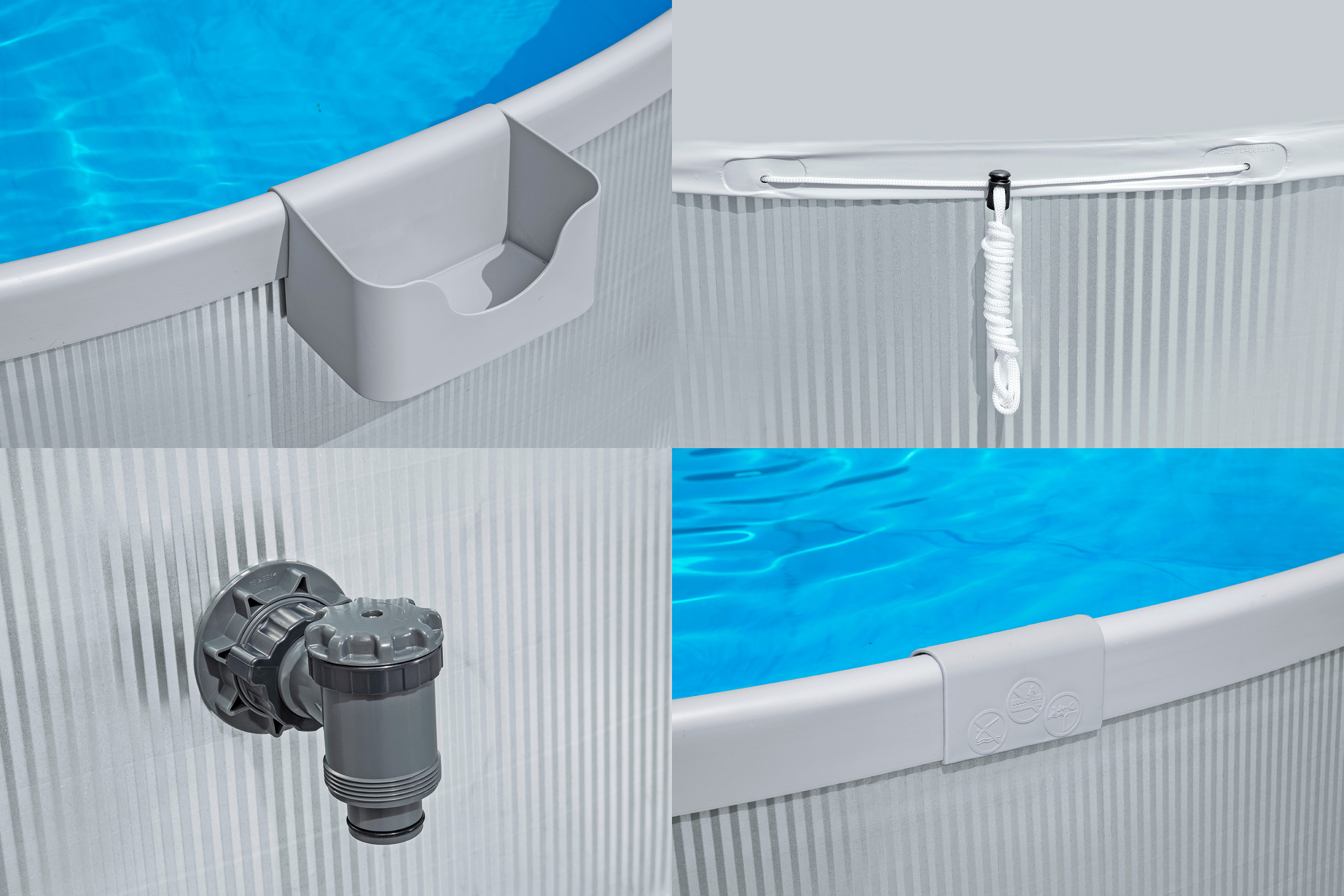 Tanx™ Stahlwandpool Set mit Filterpumpe Ø 305 x 61 cm, grau, rund