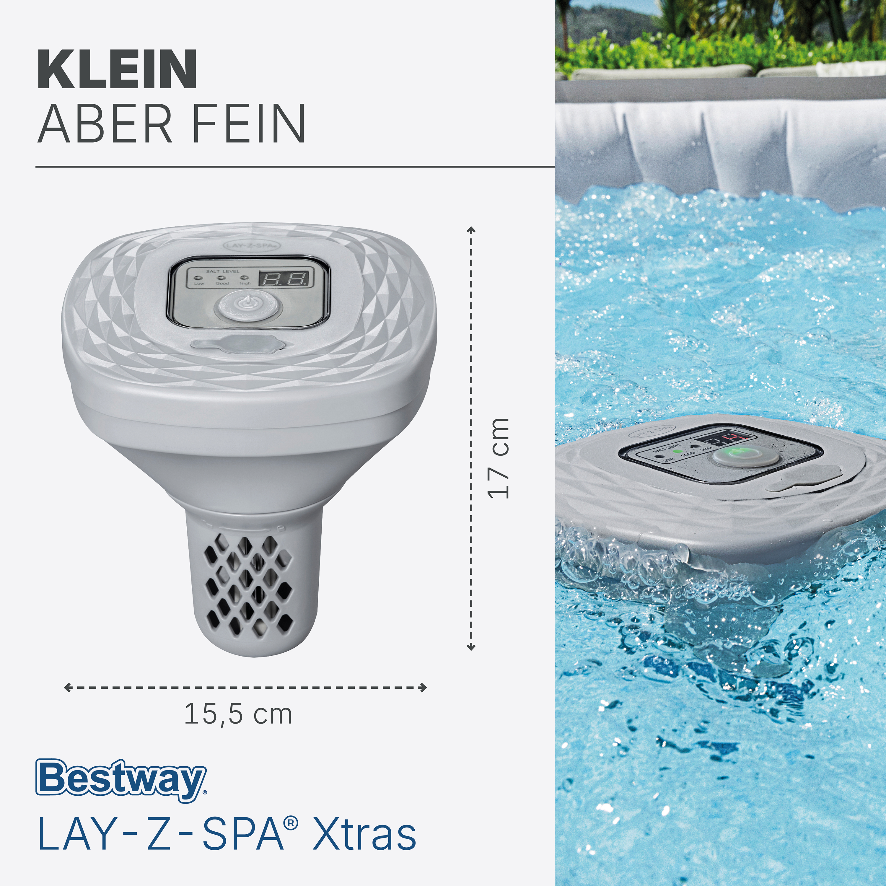 LAY-Z-SPA® Xtras schwimmende, akkubetriebene Salzwasseranlage 0,5 g/ h