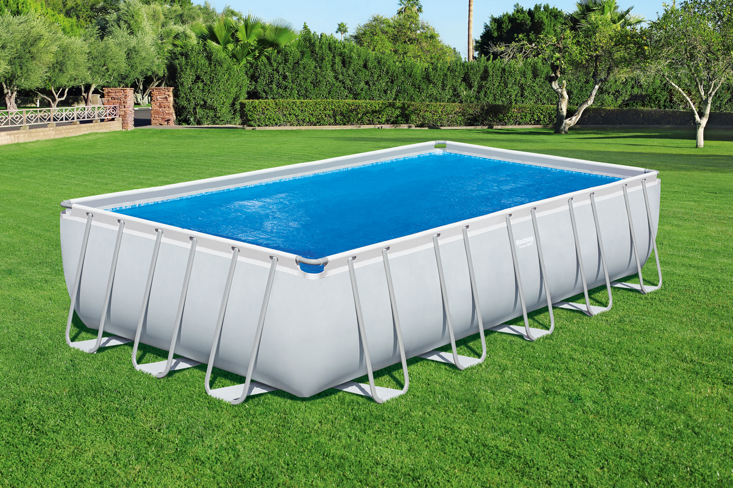 PE-Solarabdeckplane 703 x 336 cm, blau, eckig