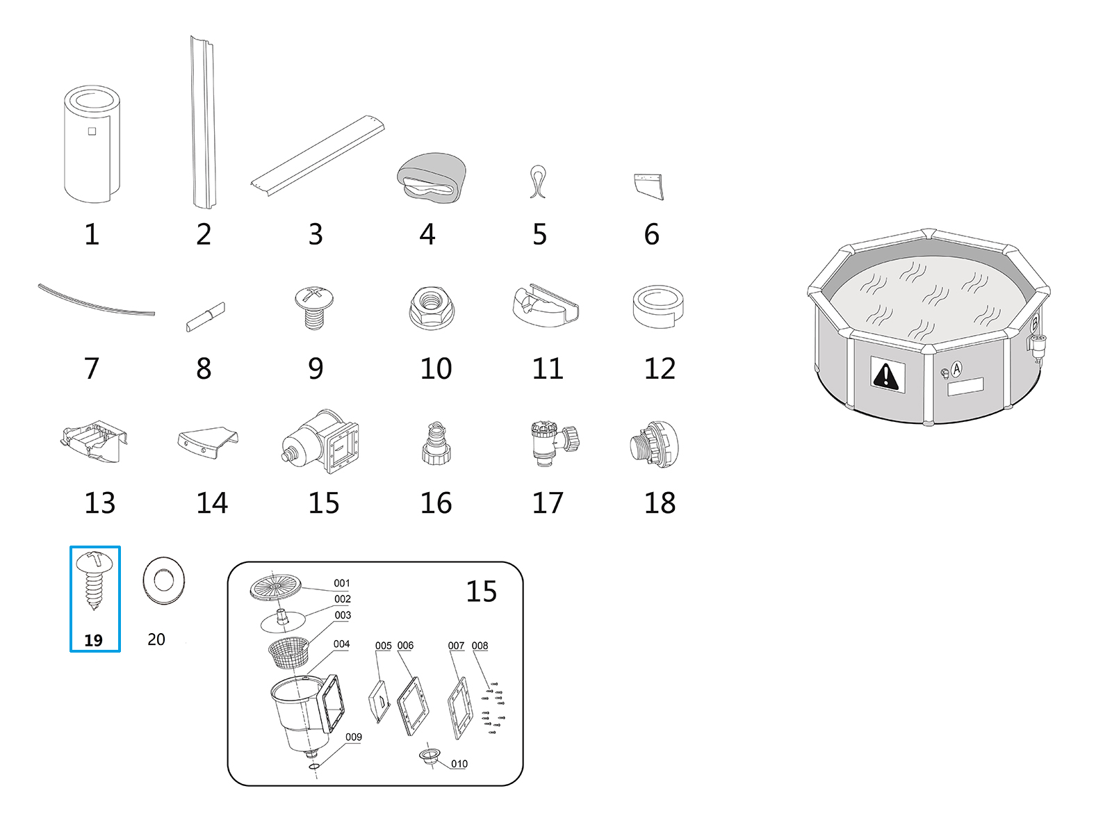 Bestway® Spare Part Set Screw (ST6 / 4 pieces) for Hydrium™ steel wall pools Bestway® Spare Part Set Screw (ST6 / 4 pieces) for Hydrium™ steel wall pools